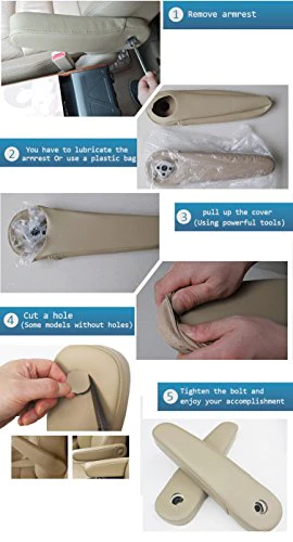 DKiigame Odyssey Armrest Cover Replacement,Leather Seat Armrest Covers For 2005-2010 Honda Odyssey(Beige)