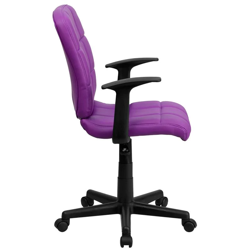 Flash Furniture Mid-Back Purple Quilted Vinyl Swivel Task Office Chair with Arms