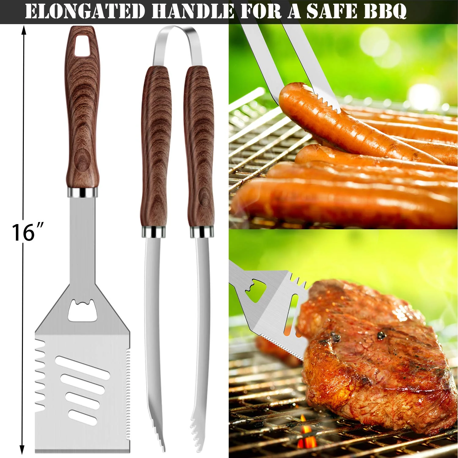 GCP Products 26Pcs Grilling Accessories Kit For Men Women, Stainless Steel Heavy Duty Bbq Tools With Glove And Corkscrew, Grill Utensils S…