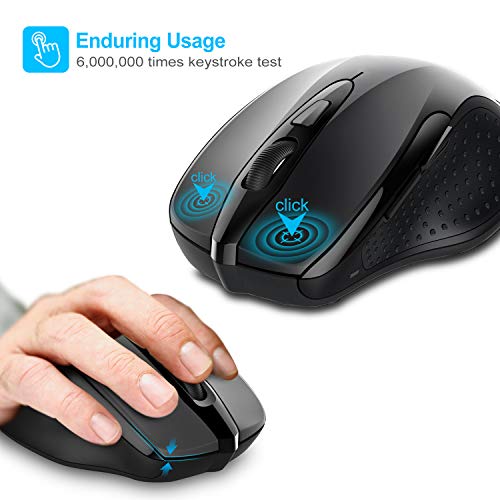 TECKNET Pro 2.4G Ergonomic Wireless Optical Mouse with USB Nano Receiver for Laptop,PC,Computer,Chromebook,Notebook,6 Buttons,24