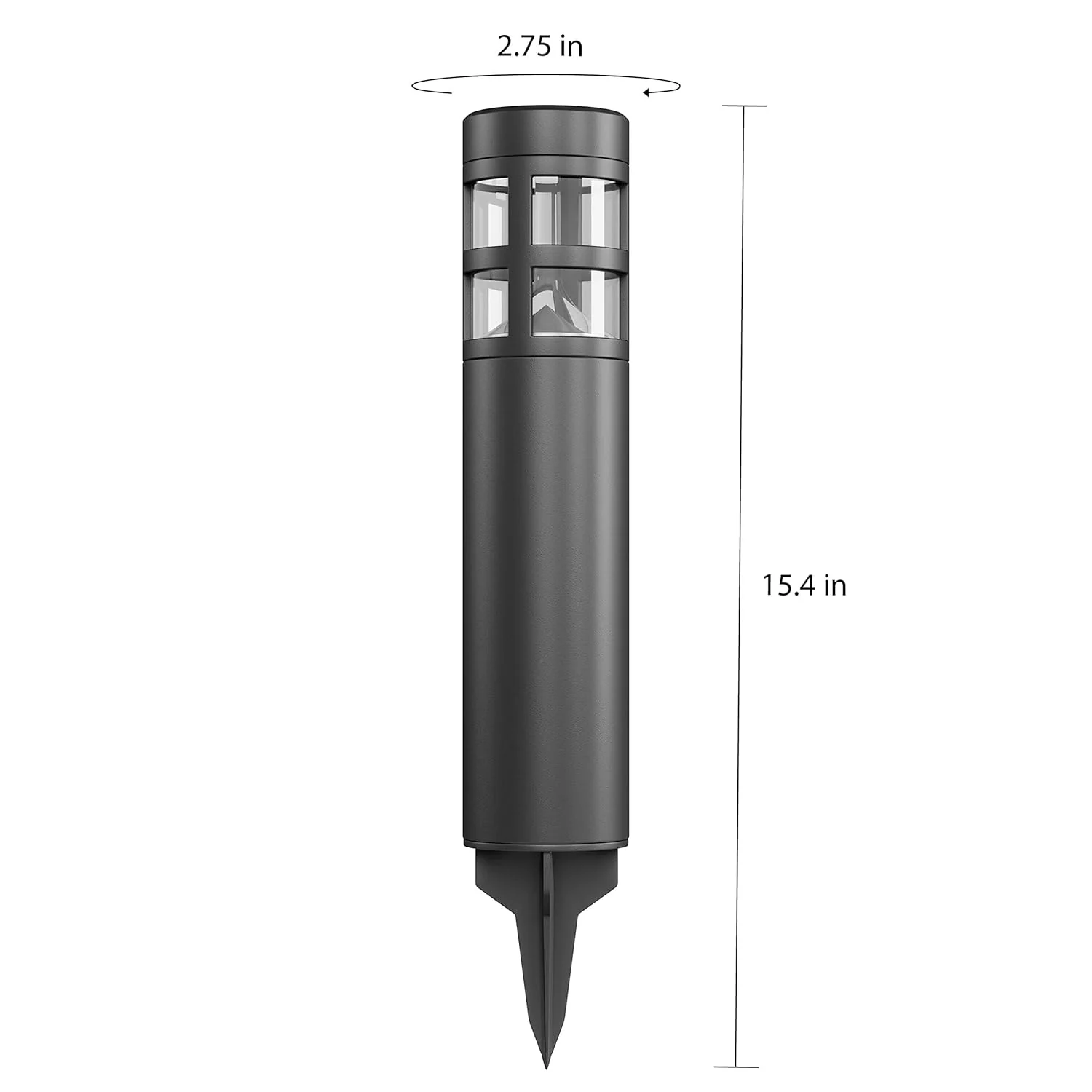 GCP Products Solar Path Bollard, Set Of 8-15.4 Outdoor Stake Lighting For Garden, Landscape, Yd, Patio, Deck, Driveway, Walkway (Black)
