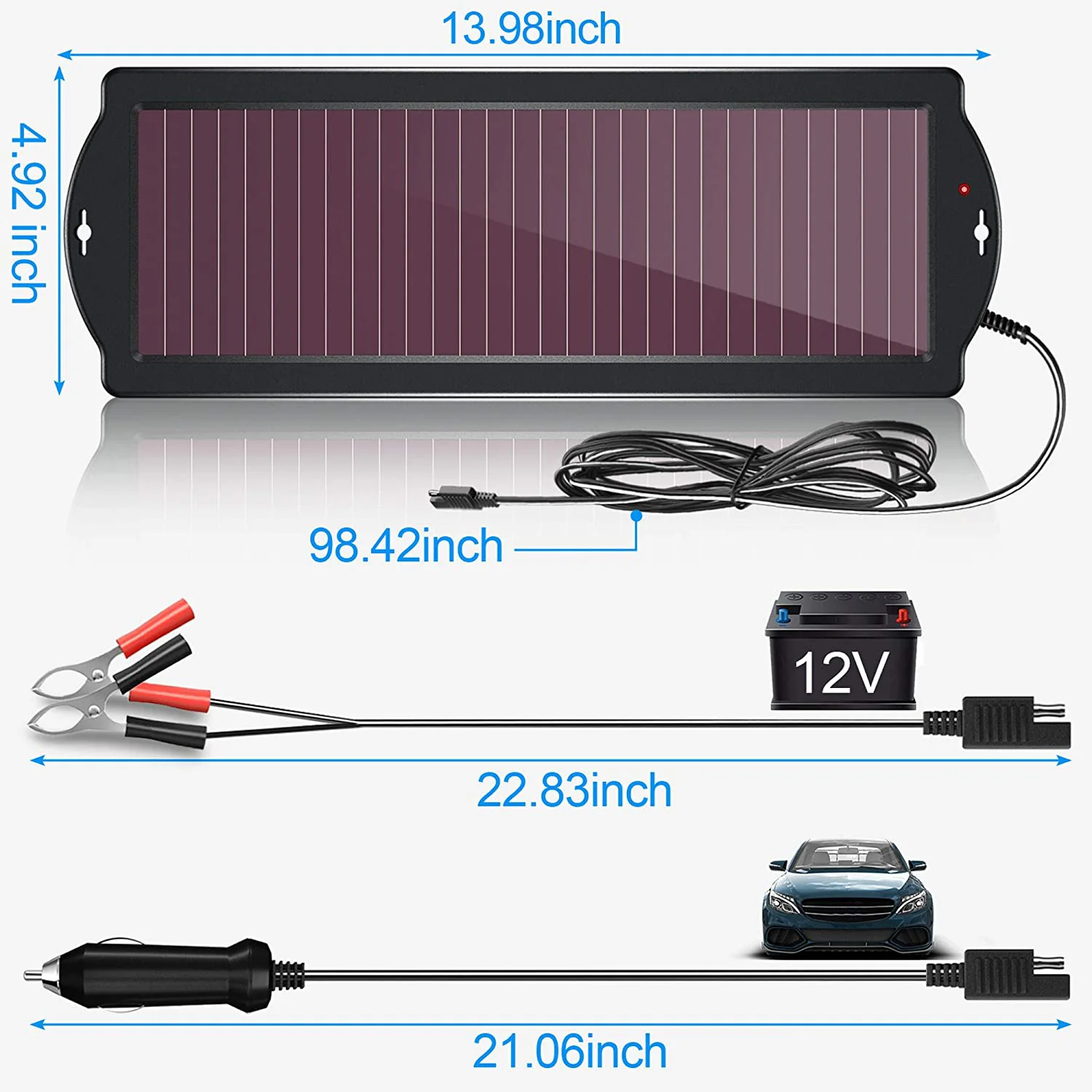 Great Choice Products 12 Volt Solar Battery Maintainer Waterproof Car Rv Charger Tender Trickle 1.8W