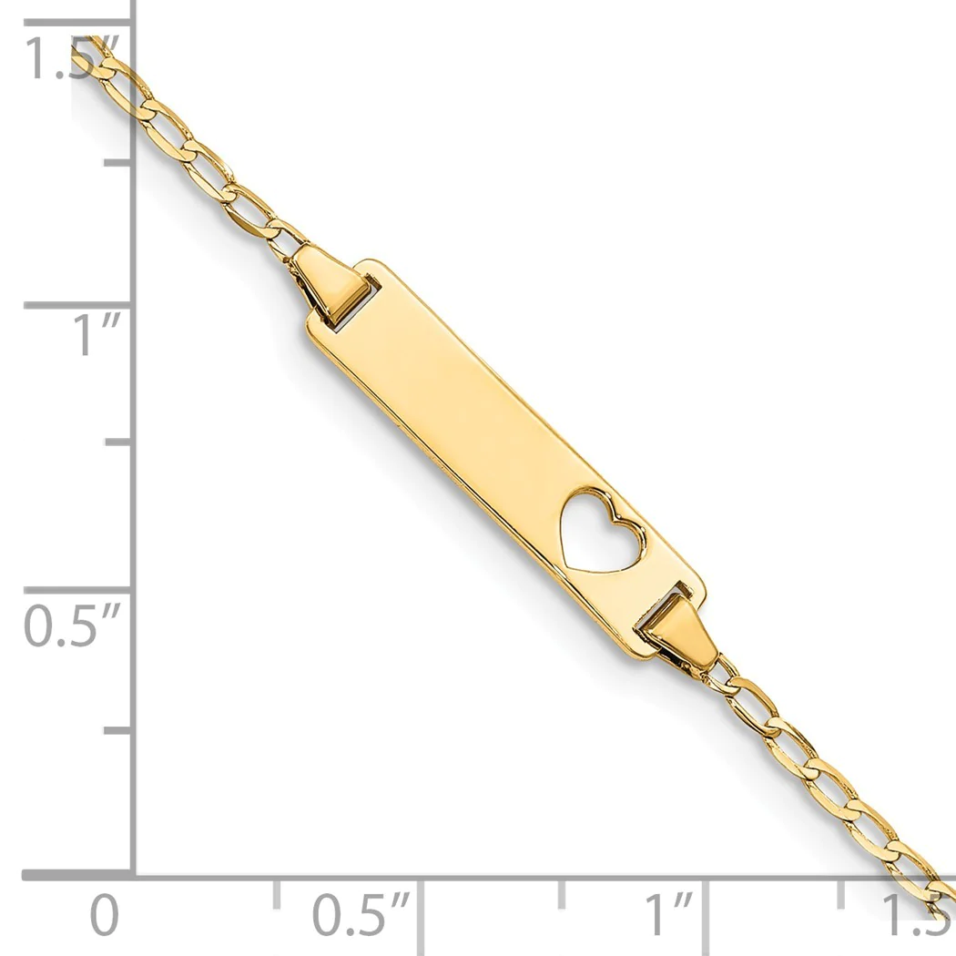 Jewelryweb 14k Yellow Gold Baby ID Curb Bracelet - 6 Inch - Measures 5mm Wide