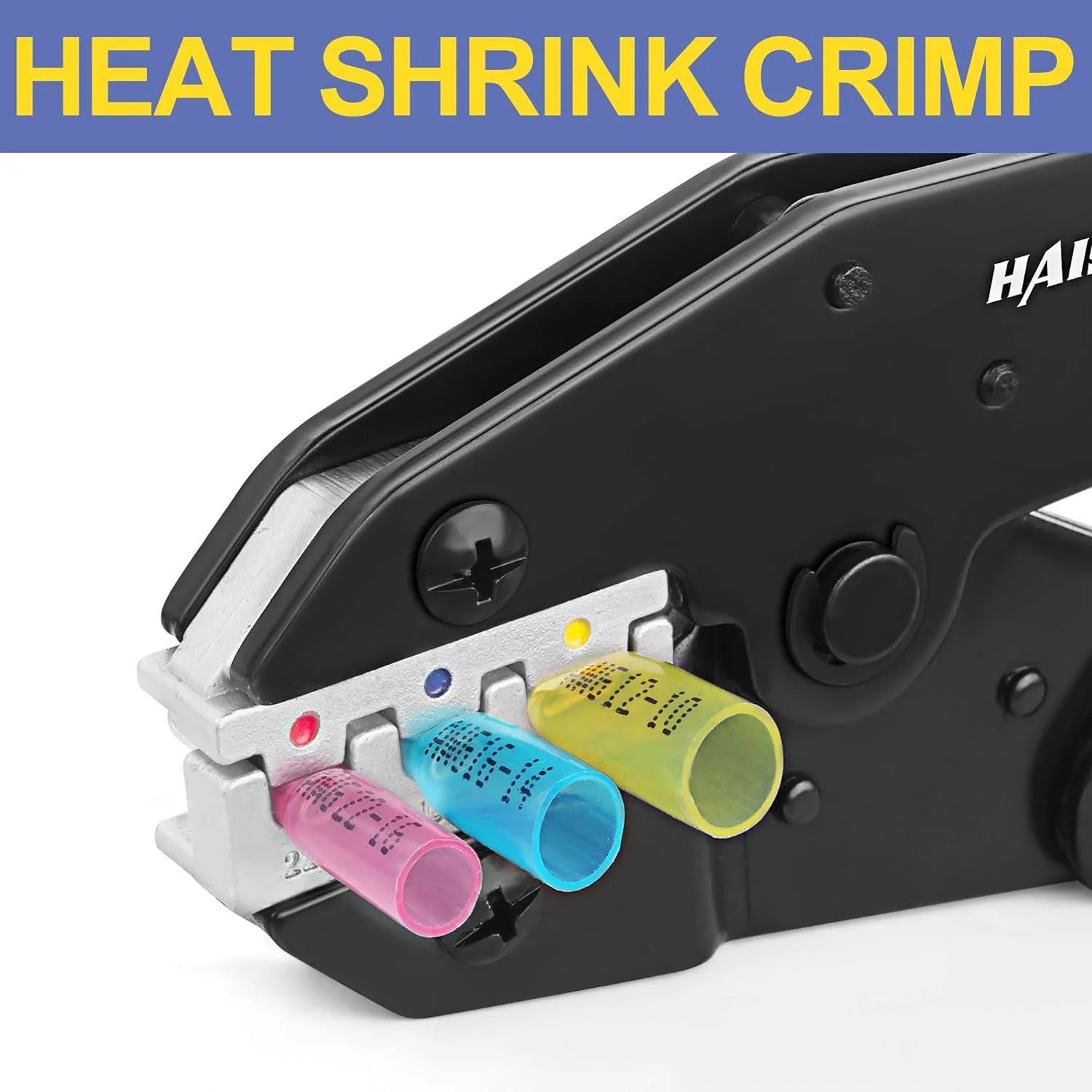 HAISSTRONICA Crimping Tool For Heat Shrink Connectors-AWG 22-10 Ratchet Wire Terminal Crimper-Ratcheting Crimper Tools-Available For Insulat