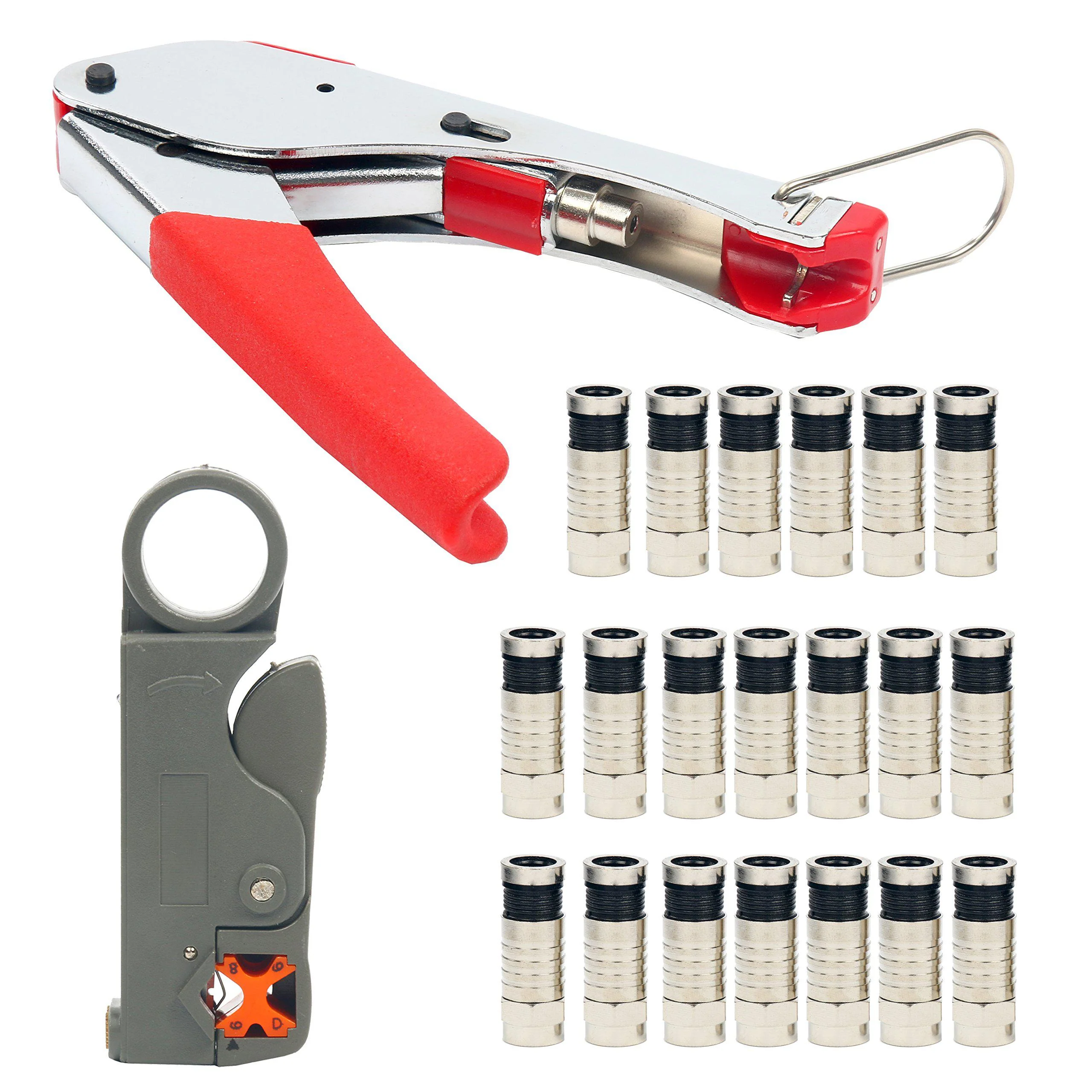 yaetek compression tool rg6 rg59 coaxial connectors crimper - coax cable crimper - coaxial compression tool kit wire stripper