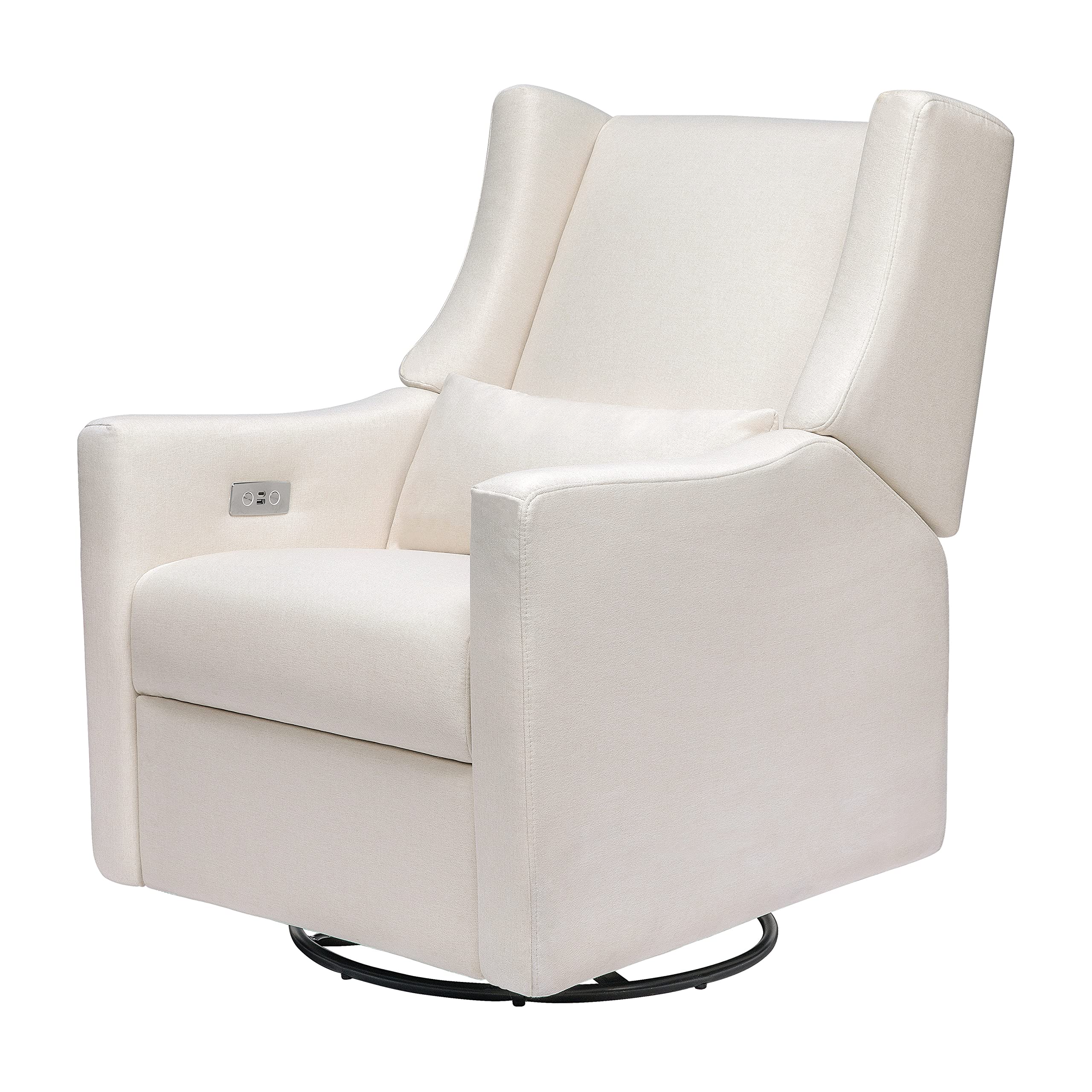 Babyletto Kiwi Electronic Power Recliner and Swivel glider with USB Port in Performance cream Eco-Weave, Water Repellent &a; Stain