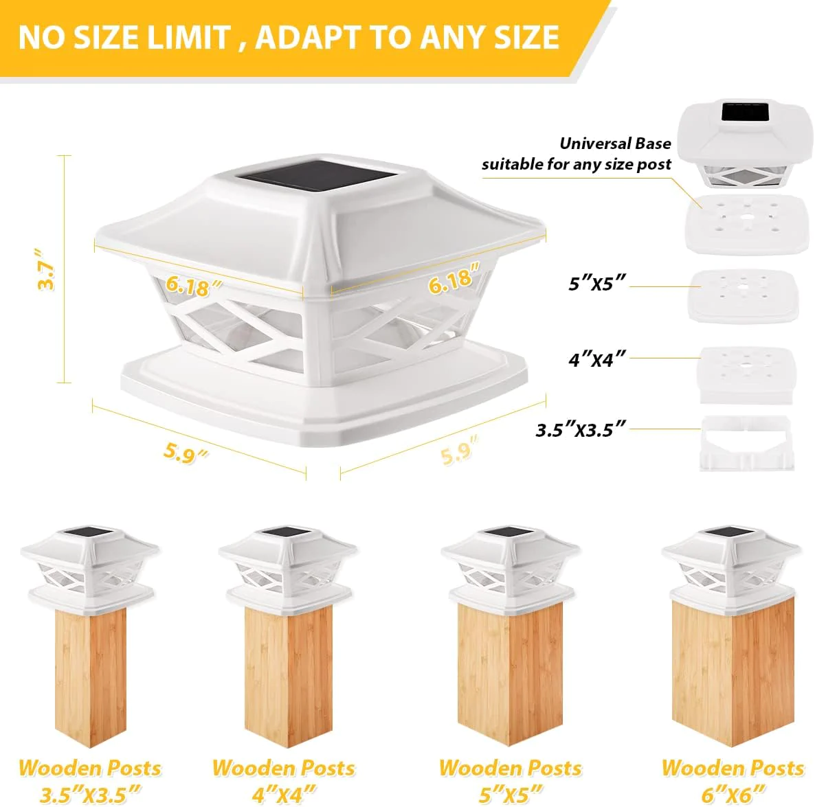 Twinsluxes Solar Post Lights Outdoor 2 Modes Waterproof LED Solar Fence Cap Light for 4x4 5x5 and 6x6 Post in Patio,Deck Walkway and Garde