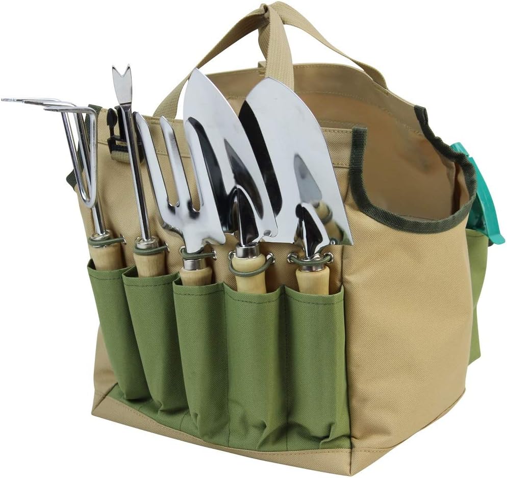 Generic INNO STAGE 10 Piece Gardening Hand Tools Set with Garden Storage Tote Bag and Seat-Best Garden Tools Kit Organizer Valentine&s;s