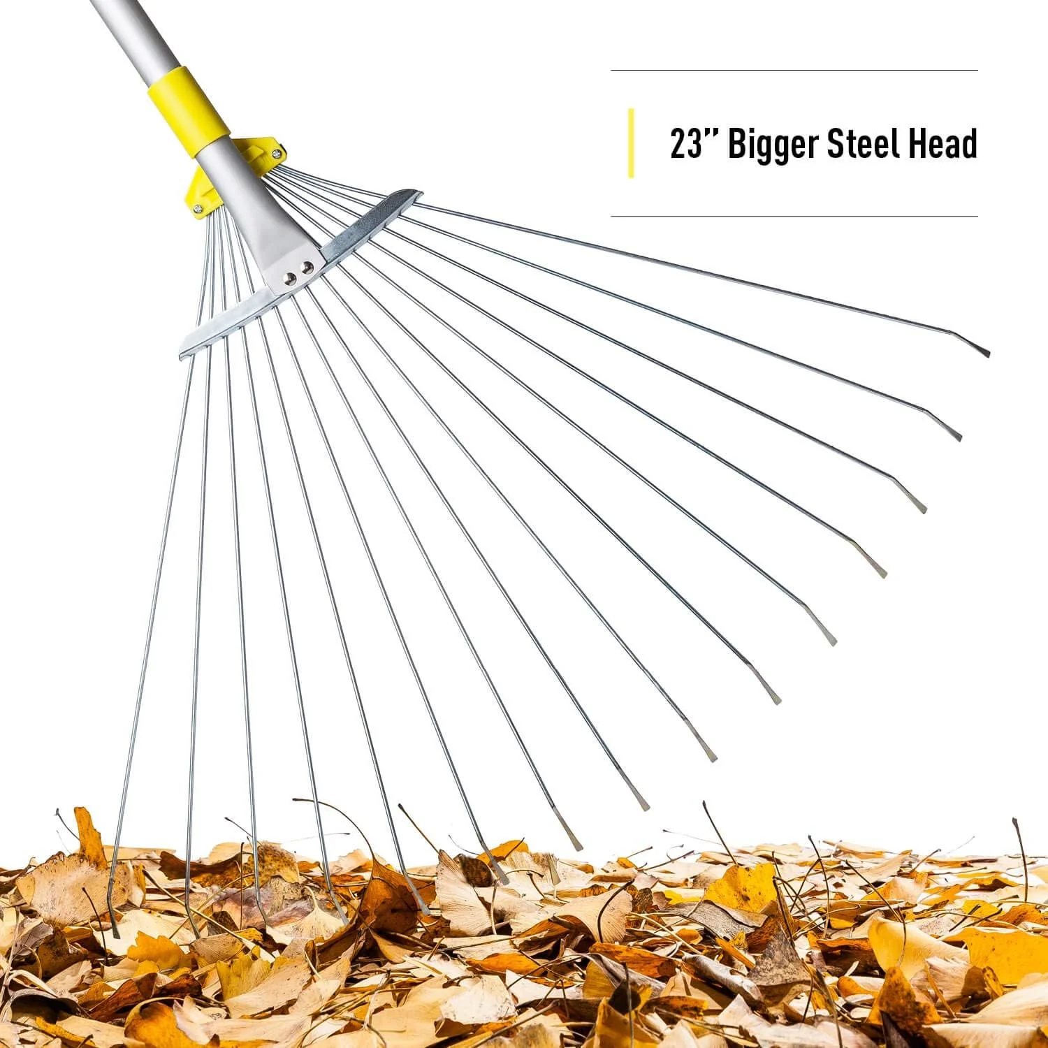Jardiner Jardineer Leaf Rake - Garden Rake for Leaves, Adjustable Metal Rake and Yard Rake, Collapsible Lawn Rake with Expandable Head f