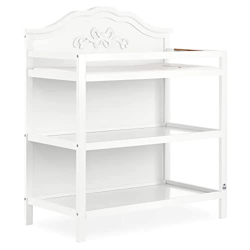 Sweetpea Baby Jasmine changing Table in Blush, with Fixed Shelves, 1 Mattress Pad, Safety Strap, Safety Rails, New Zealand Pinew