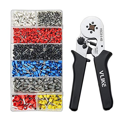 VLIKE Ferrule Crimper Pliers Set Wire Crimping Tool Kit with 1800 Terminal Connector Sleeves Electricians Contractors Repair
