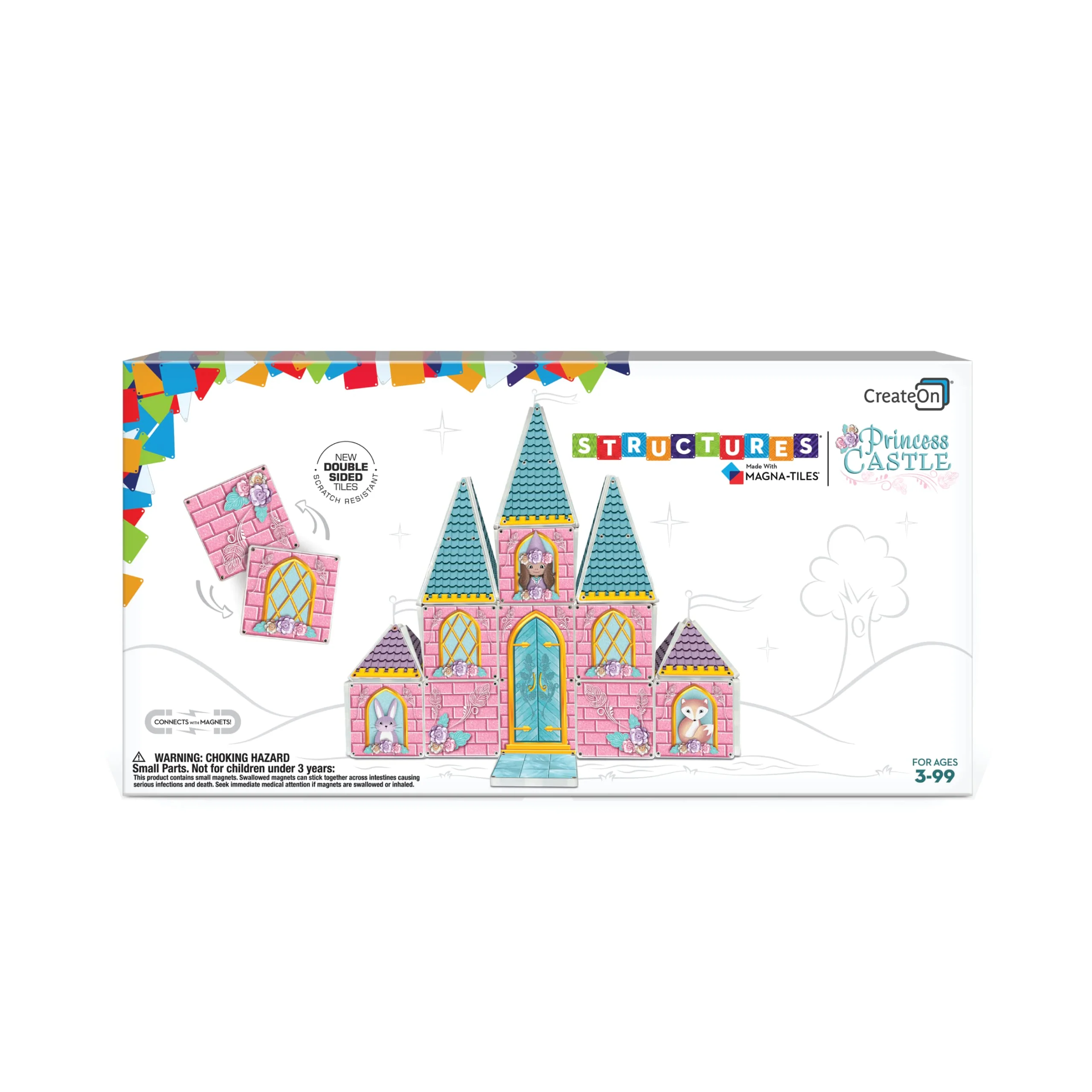 createOn Magna-Tiles Structure Building Set for Kids, Princess castle Magnetic Tiles, Magnetic Building Toys, STEM Toys for Boys