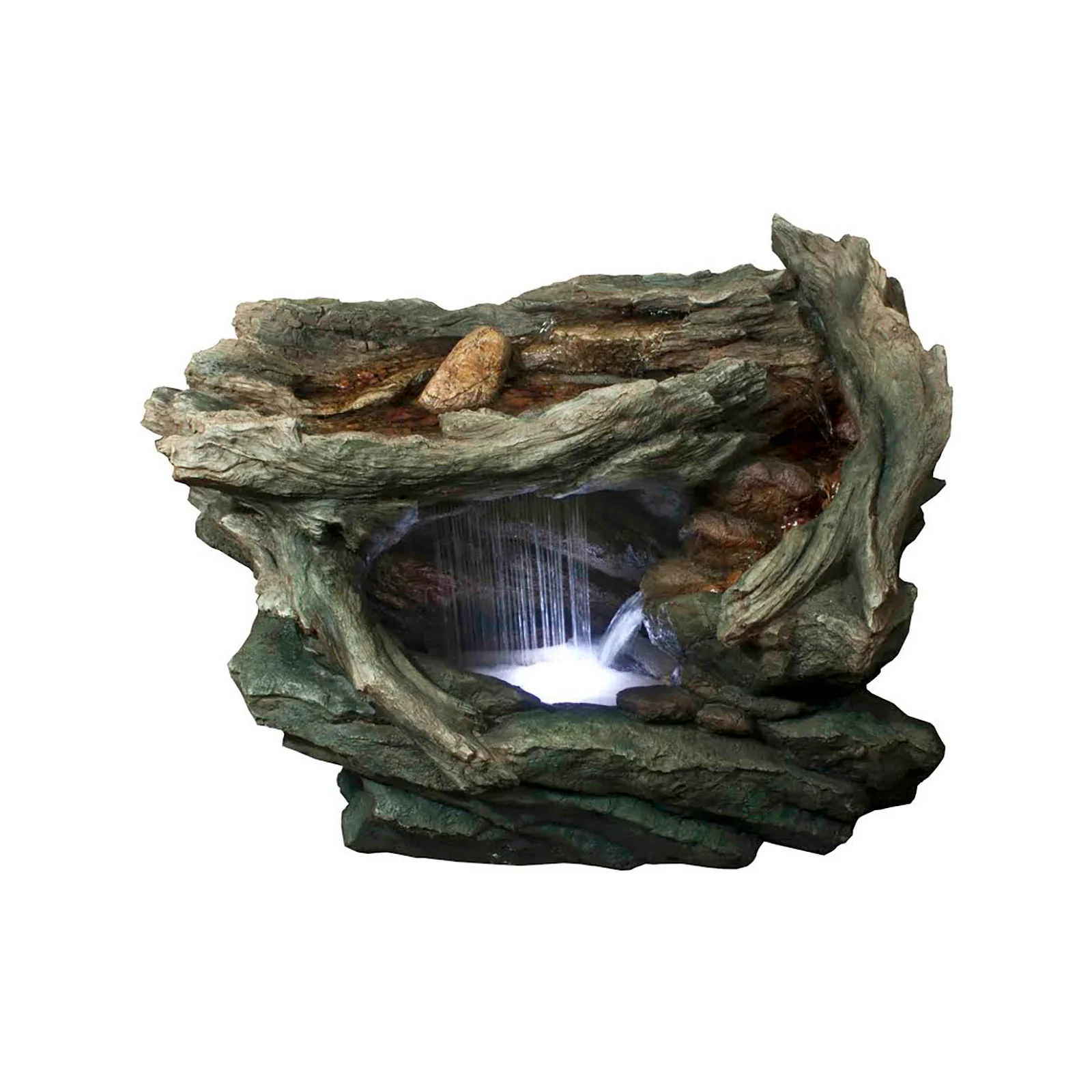 Northlight 24.5 in. LED Lighted Brown Raised Stone Basin Spring Outdoor Garden Water Fountain