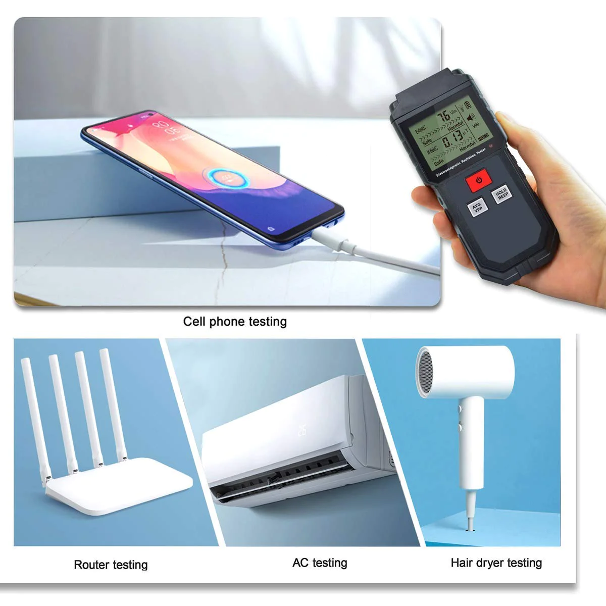 Generic EMF Meter, Electromagnetic Radiation Tester,Hand-held Digital LCD EMF Detector, Great Tester for Home EMF Inspections, Office,