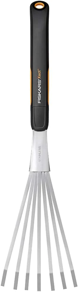 Fiskars 315520-1001 Xact Hand Garden Rake, Black/Slivler