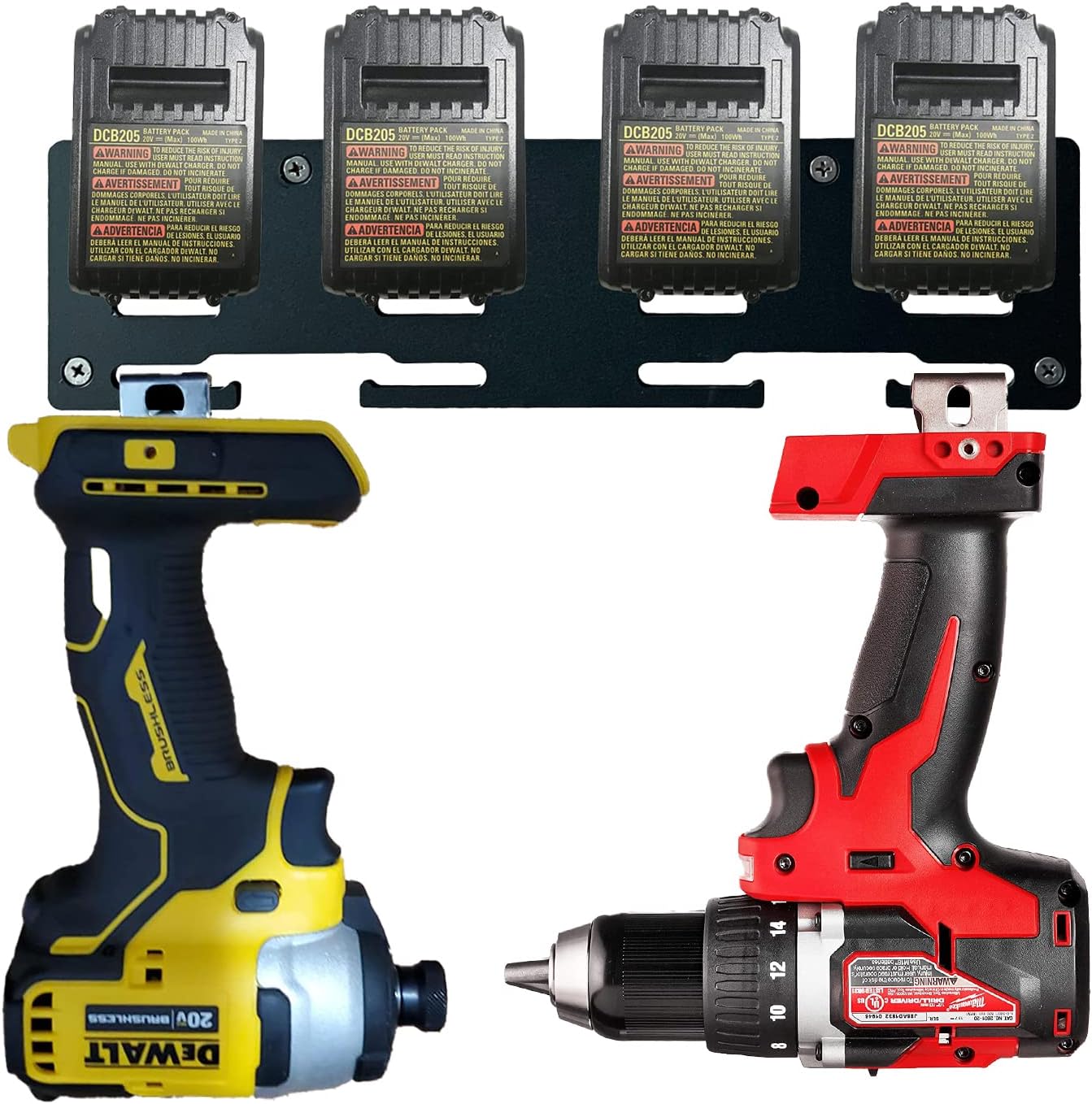 SZWJT-LV Battery Rack Compatible DeWalt 20V Battery Holder, Mount 4 Slot Bulk Battery Garage Tool, Dewallt 20v Tools, Wall Display Hook