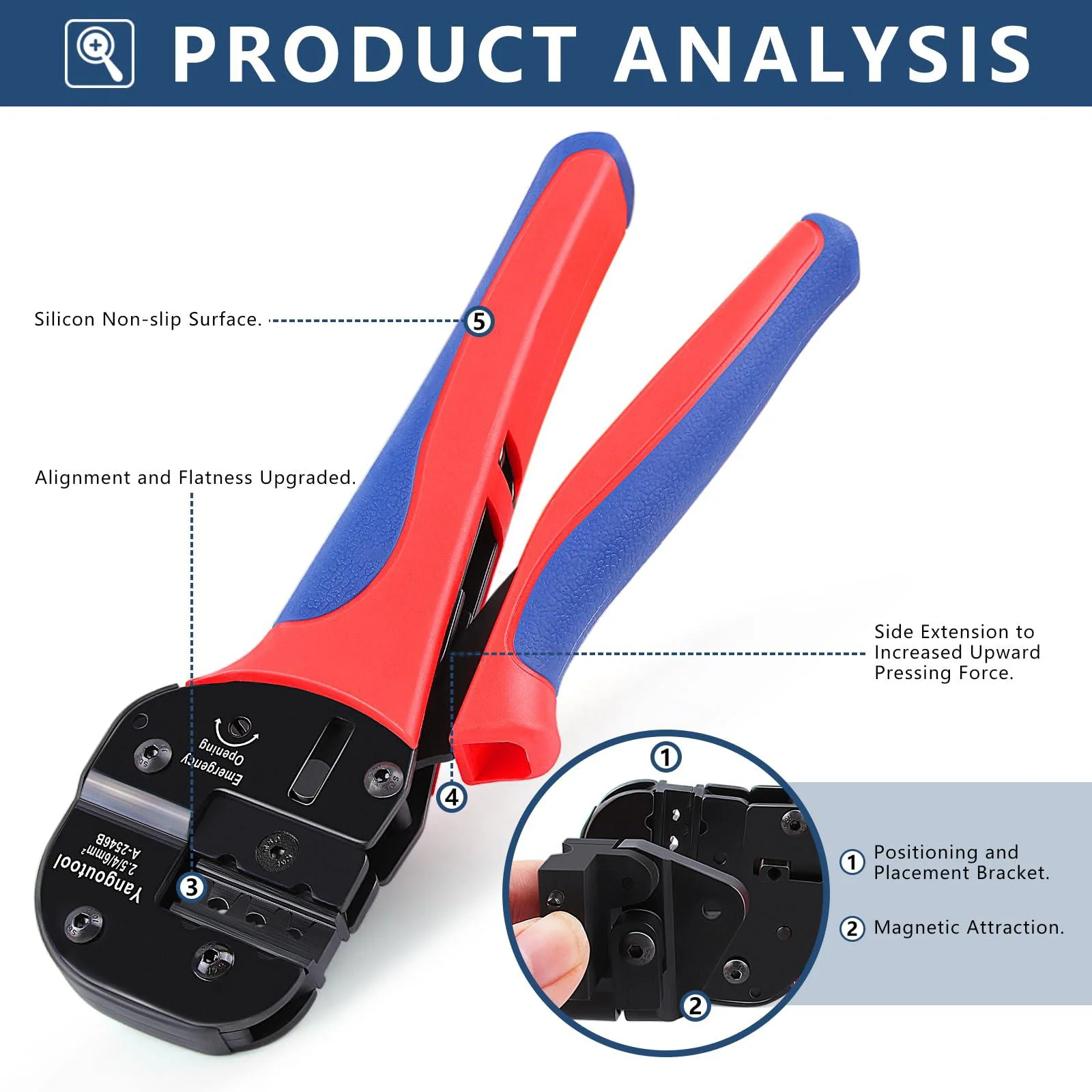 yangoutool solar crimping tool yg-2546b for awg 14-10(2.5/4/6.0mm2) pv connectors - solar panel wiring crimper with positioni