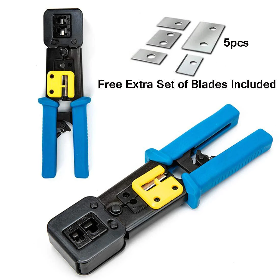 helovmine rj45 professional heavy duty crimp tool kit for cat5/cat6, 6p 8p multi-function cable pass through crimper, cable t