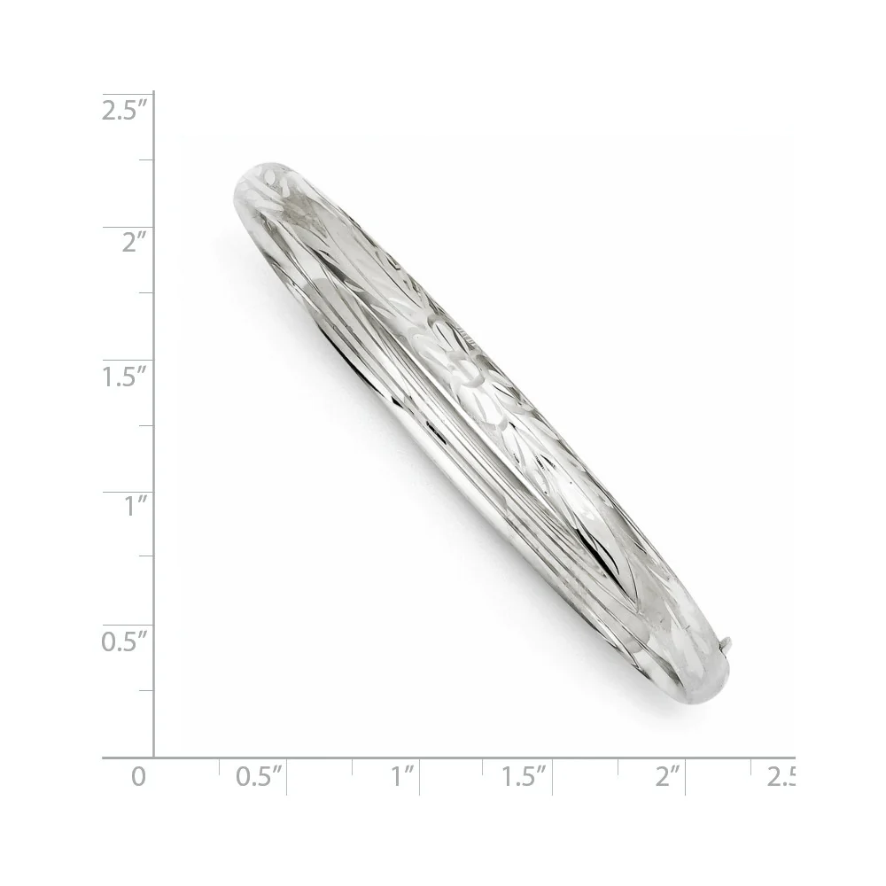 Jewelryweb 14k 3/16 White Gold Florentine Baby Bangle Bracelet - Measures 5mm Wide