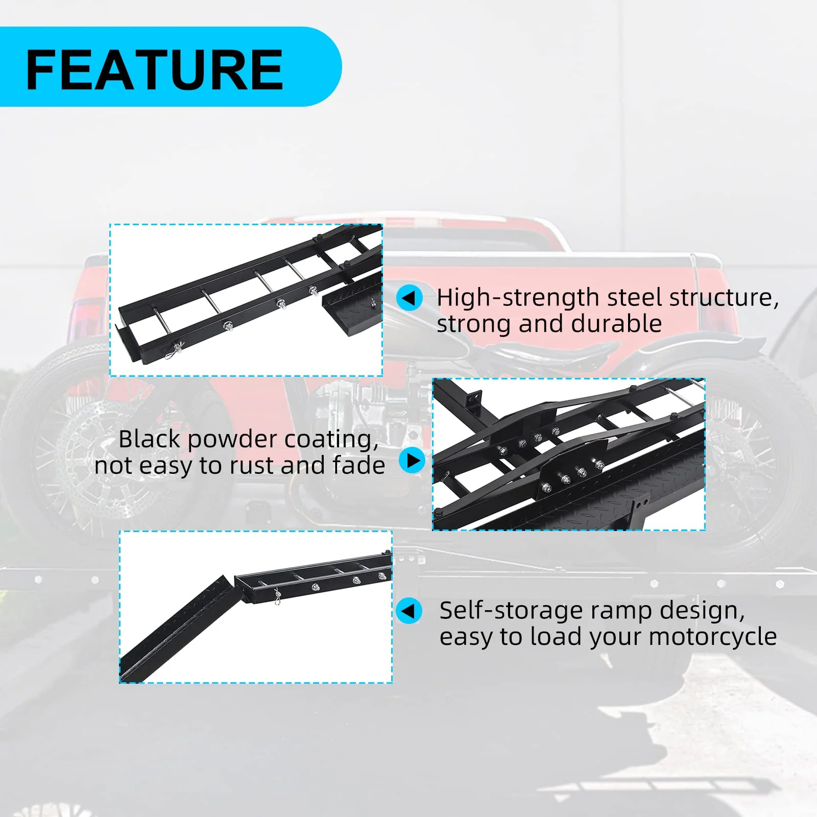 EgO BIKE 600LBS Steel Motorcycle Scooter Dirtbike carrier Hauler Hitch Mount Rack Ramp Anti Tilt