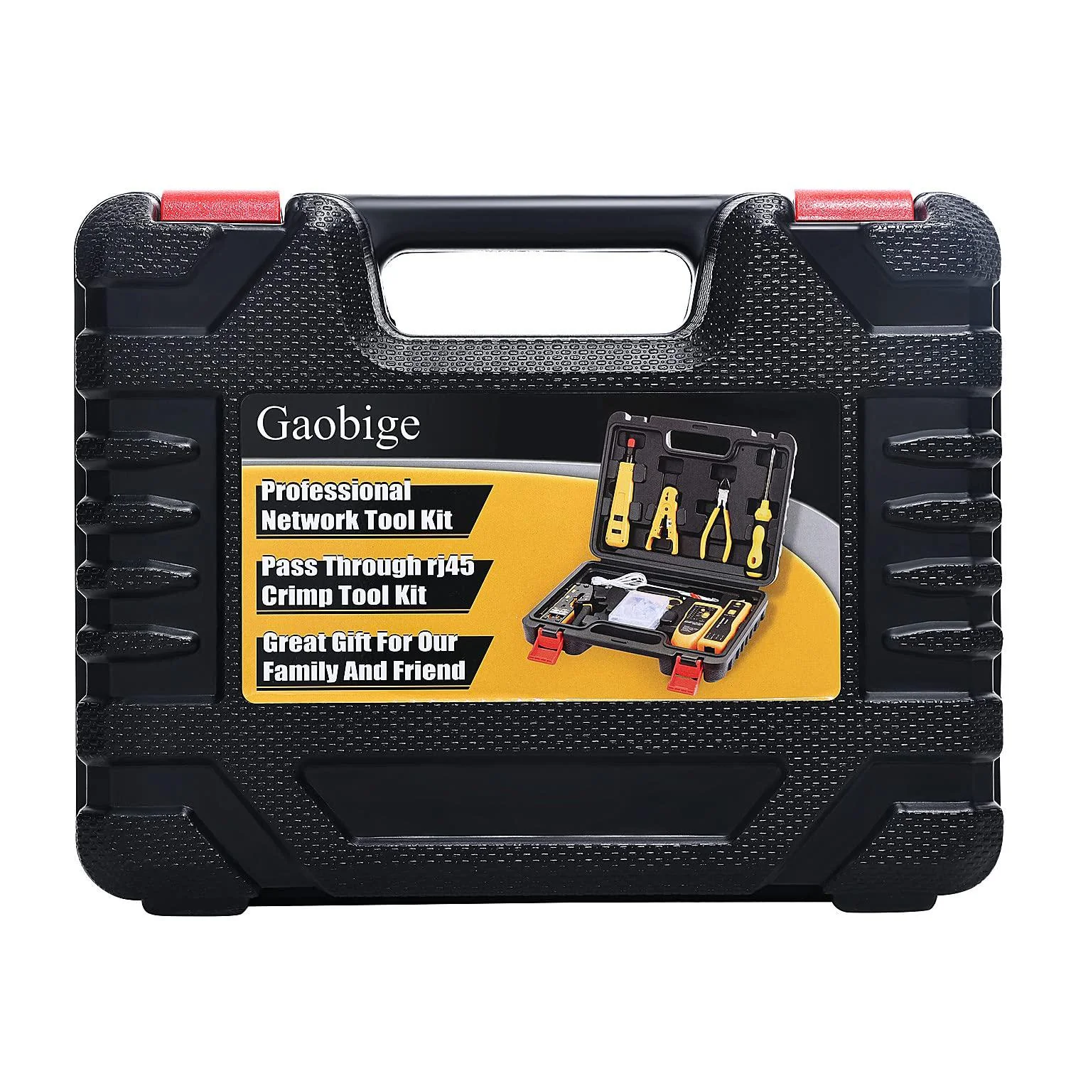 gaobige network tool kit, rj45 crimp tool kit pass through crimper cat6 cat5 cat5e crimping tool, wire tracker, 110/88 punchd