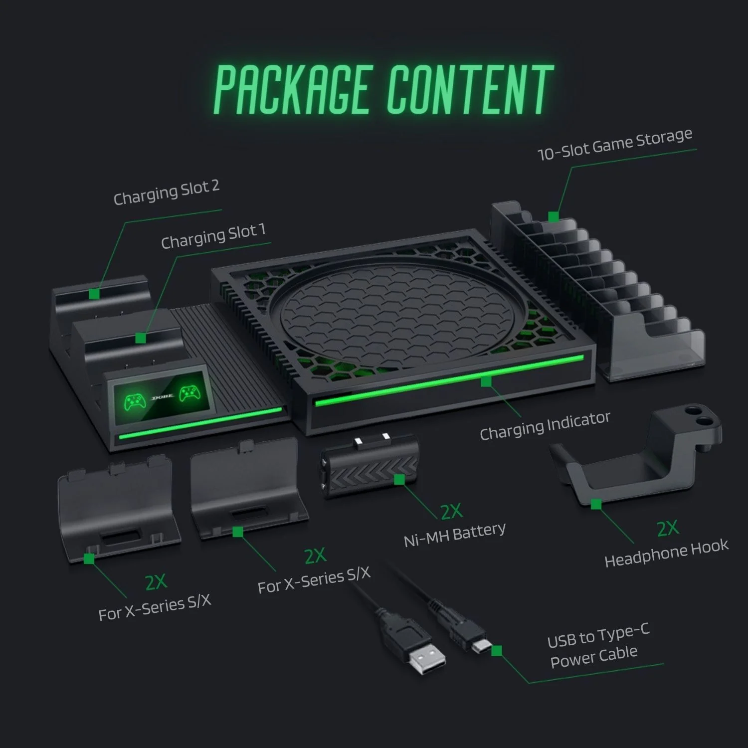 Great Choice Product Vertical Stand For Xbox Series X - Charging Station 10 Slot Game Storage