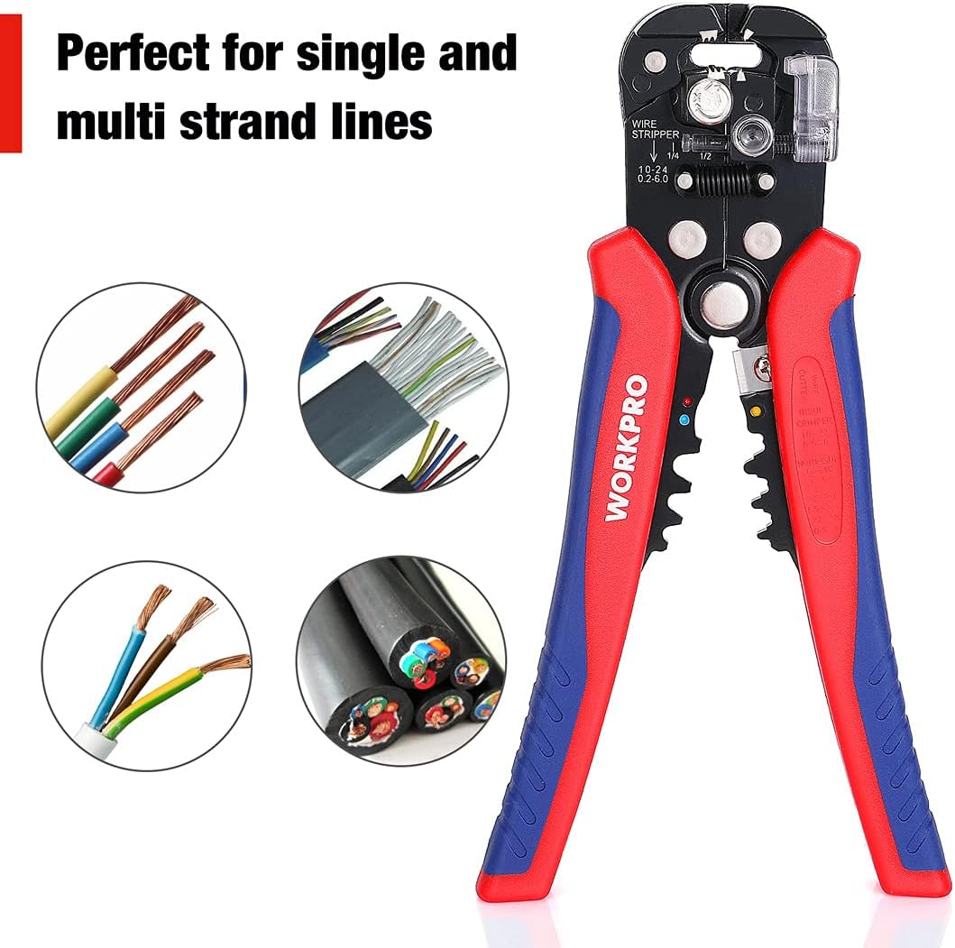 Hangzhou Great Star Industrial WORKPRO Wire Stripper Set, 8-Inch Multi-Tool Stripper and 8-Inch Self-Adjusting Wire Stripper Set for Stripping, Cutting and Cr