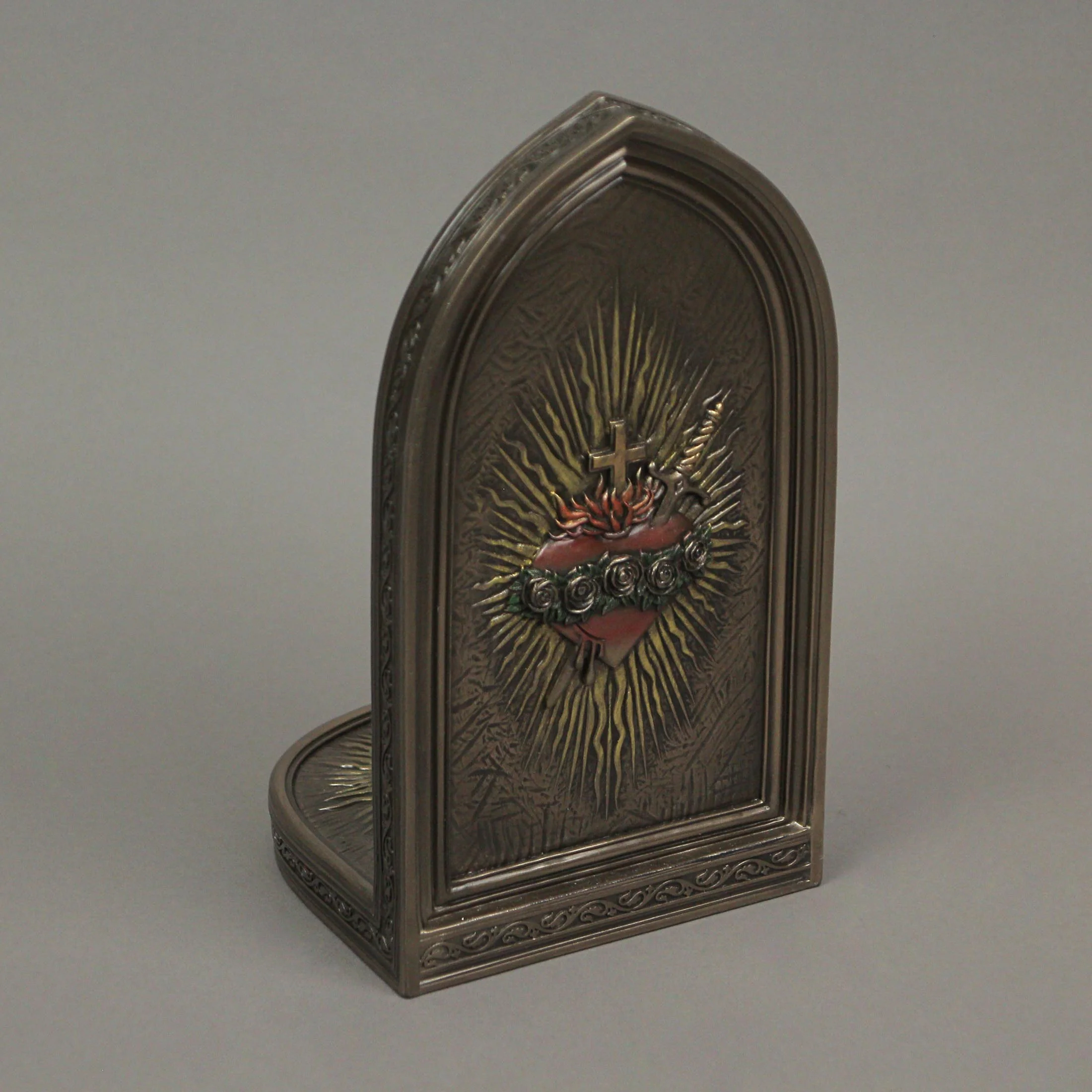 Veronese Design The Immaculate Heart of Mary Bronze Finish Single Bookend 8.25 Inch
