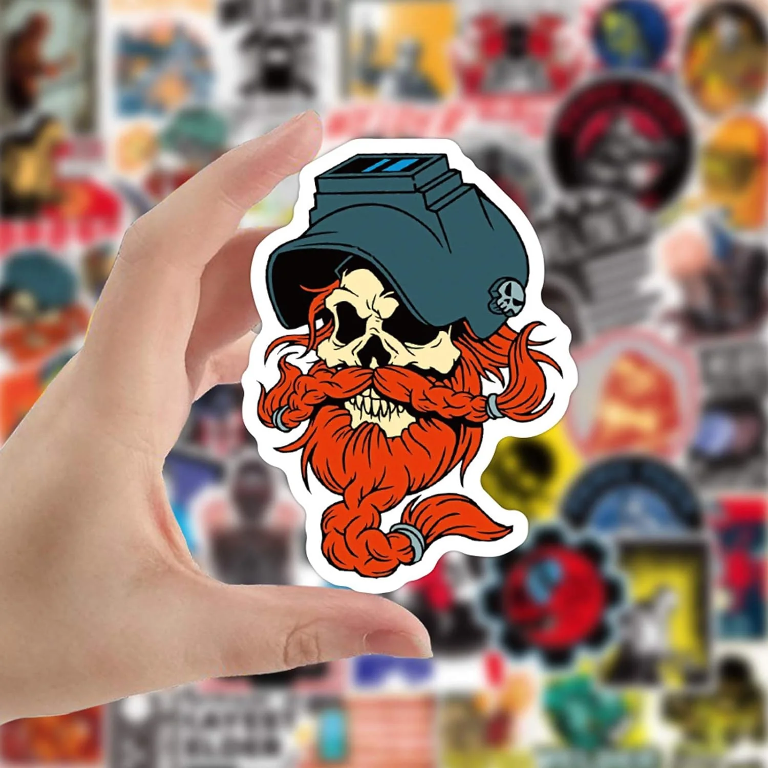 FUNSTERSIN Welder Stickers for Helmet 50pcs, Cool Welding Worker Stickers, Hard Hat Vinyl Stickers for Men Tool Box Laptop Motorcycle Skat