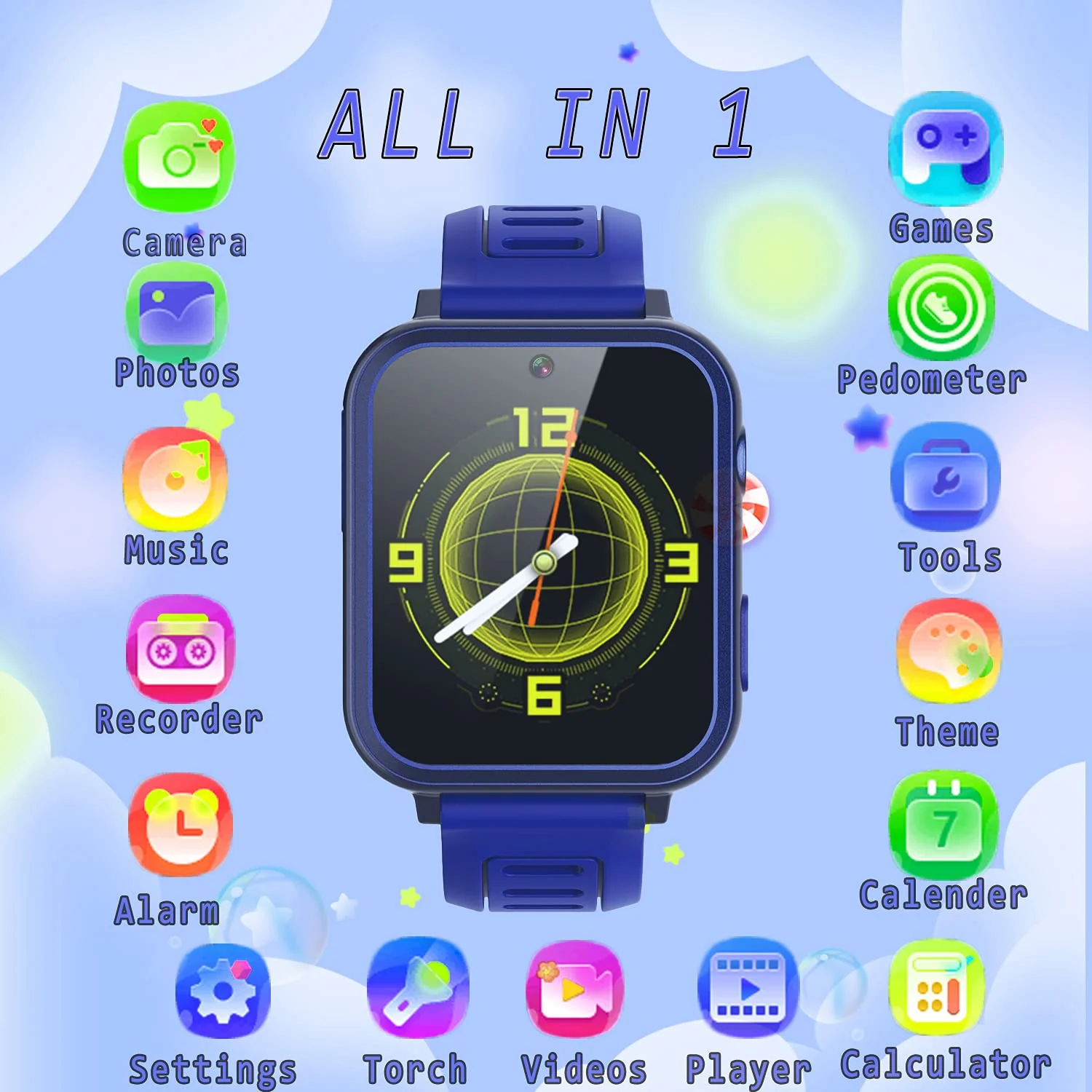 GCP Products Smart Watch For Kids, Kids Smart Watch Boys With Hd Touch Screen 16 Games Music Player Camera Alarm Clock Pedometer Torch Cal…