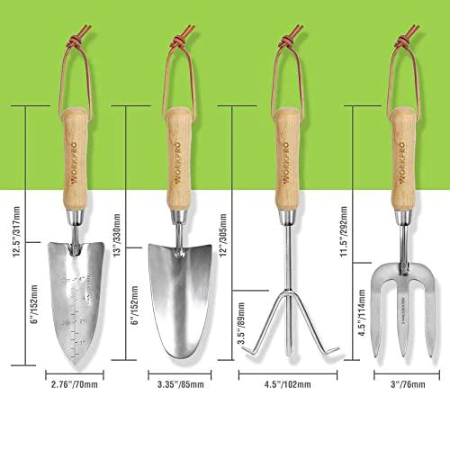 workpro 4 piece garden tool set - heavy-duty stainless steel, includes 4 hand tools