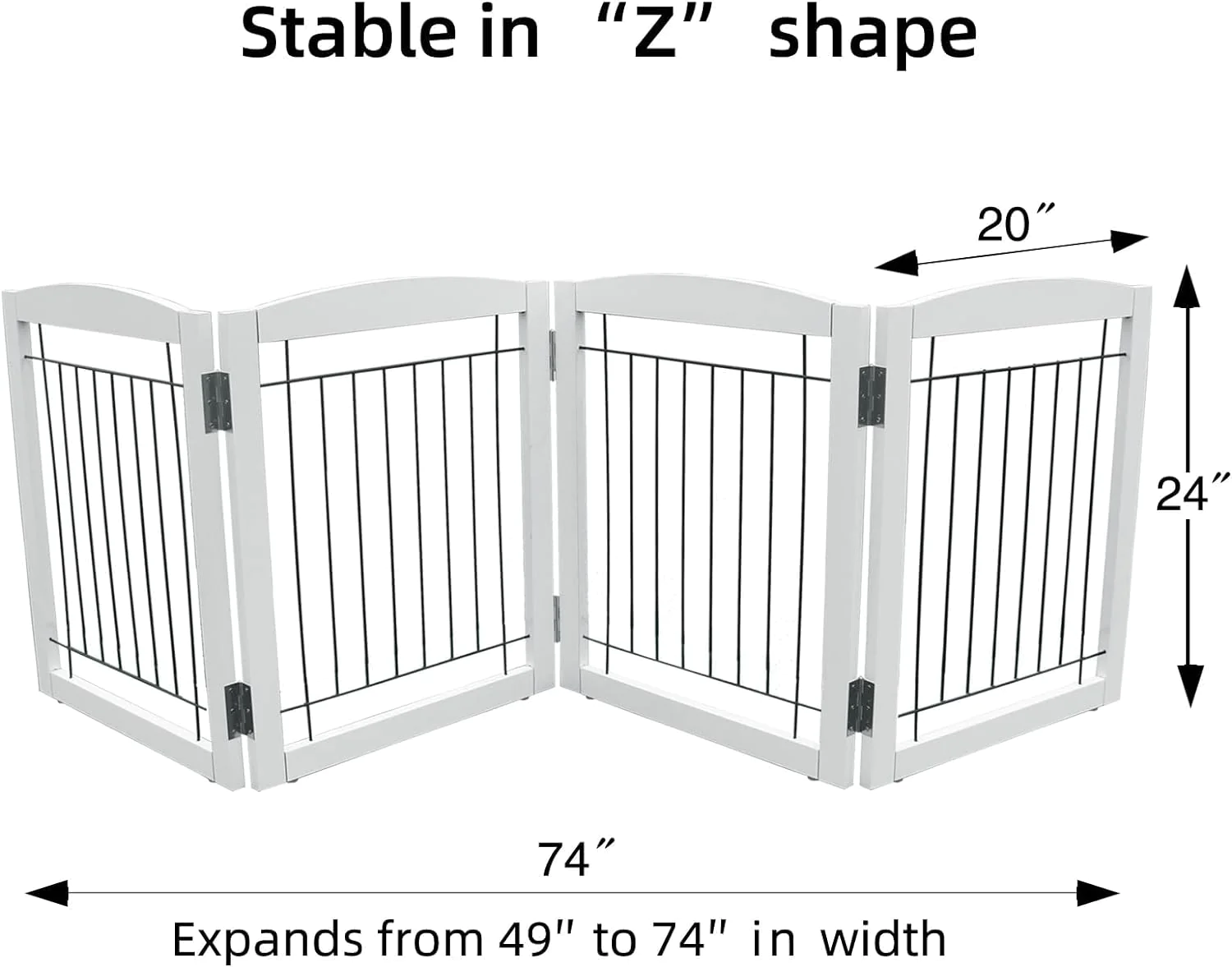 ZJSF Freestanding Foldable Pet Gate for Dogs,Wooden&a;#194;&a;#160;Dog Gate for The House, Tall Dog Fence,Stairs,White