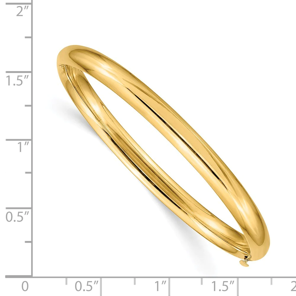 Jewelryweb 14k Yellow Gold 3/16 Polished Hinged Baby Bangle Bracelet - Measures 5mm Wide