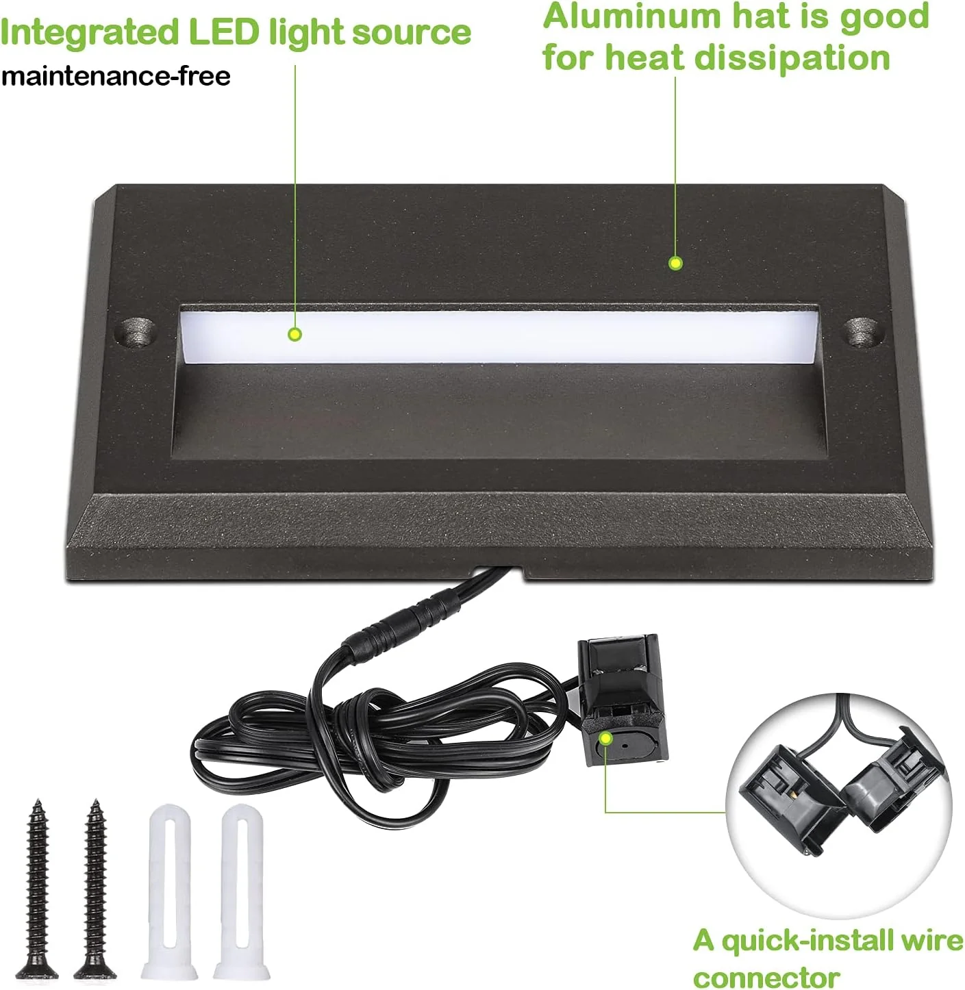 Hykolity Low Voltage LED Landscape Deck Light, 3W 49LM 12V Wired for Outdoor Yard Lawn Step and Stair Lighting, Die-cast Aluminum Constr