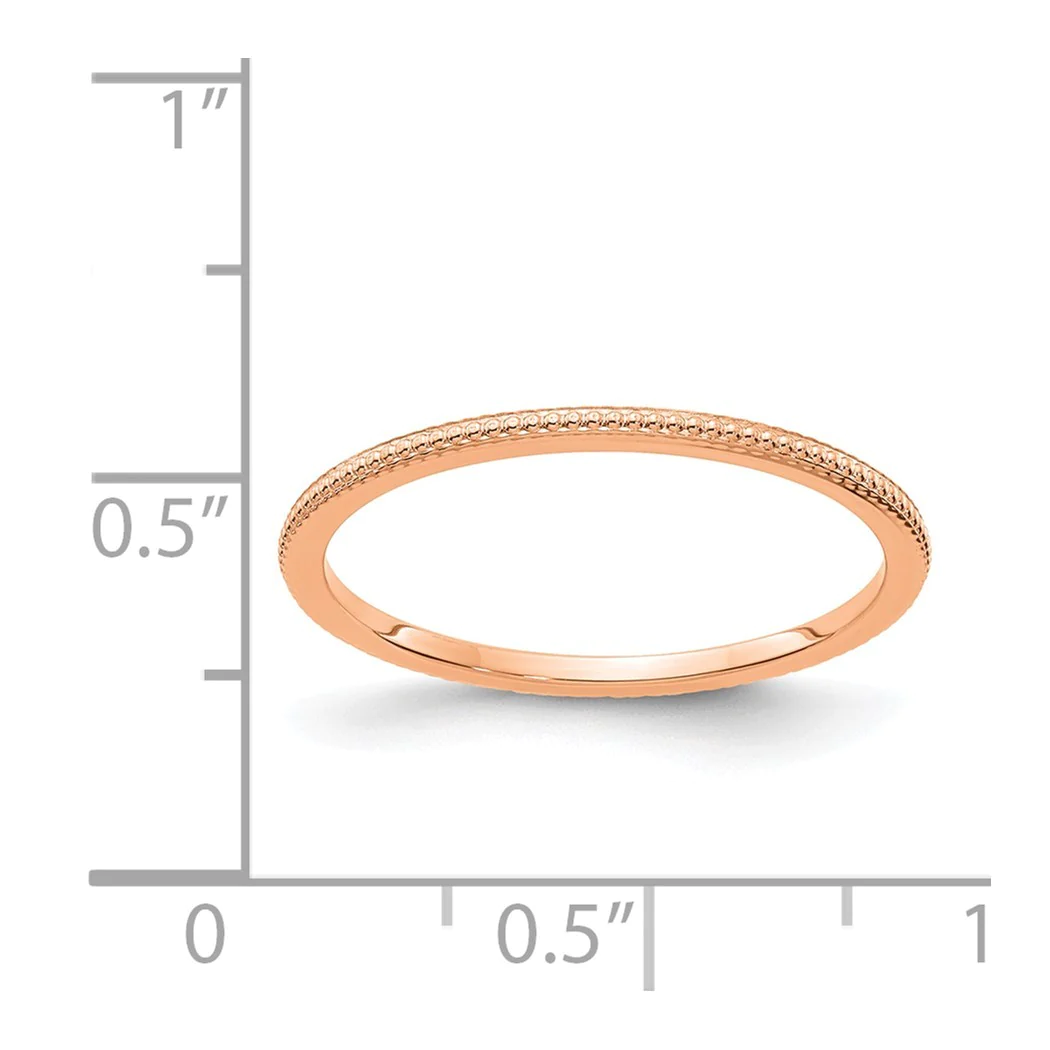 Jewelryweb 14kr 1.2mm Bead Charm Stackable Band Ring - Size 6