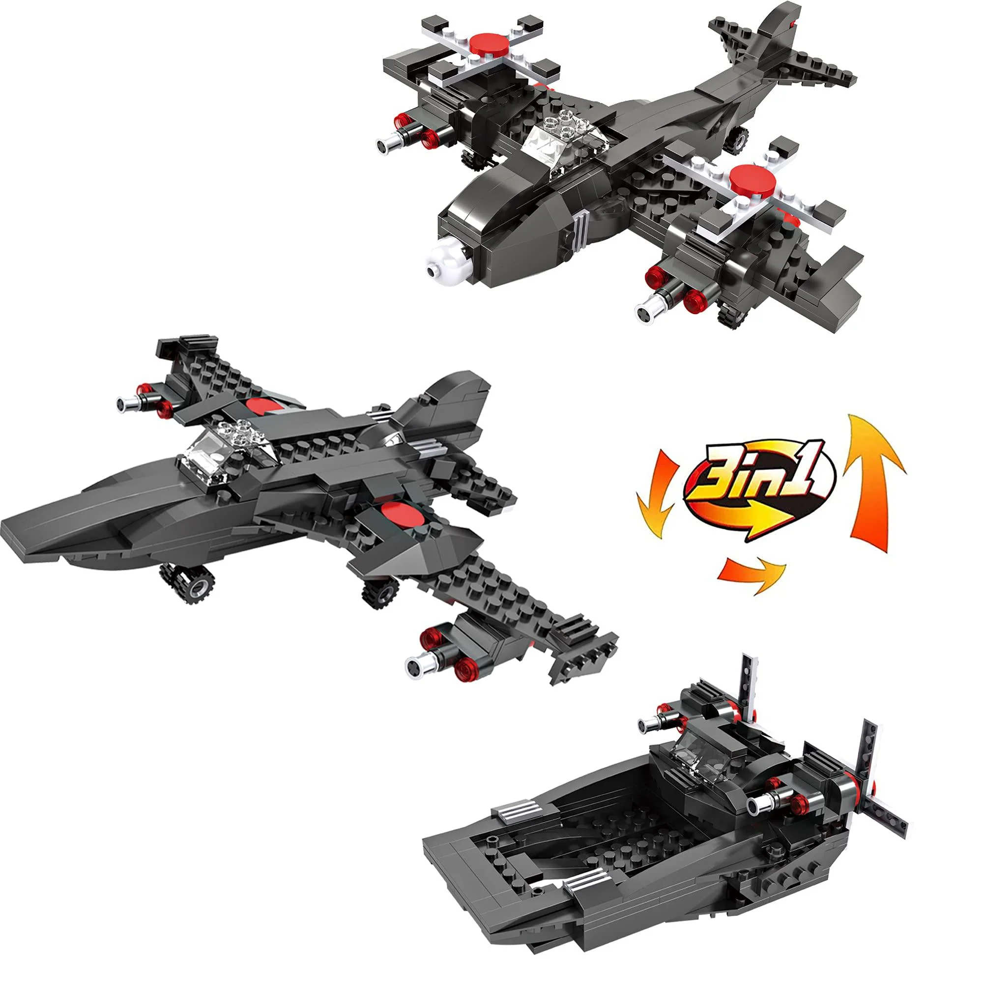 tblicked 3in1 fighter jet building sets military war plane building kit creator army airplane gunship building toys battle wa