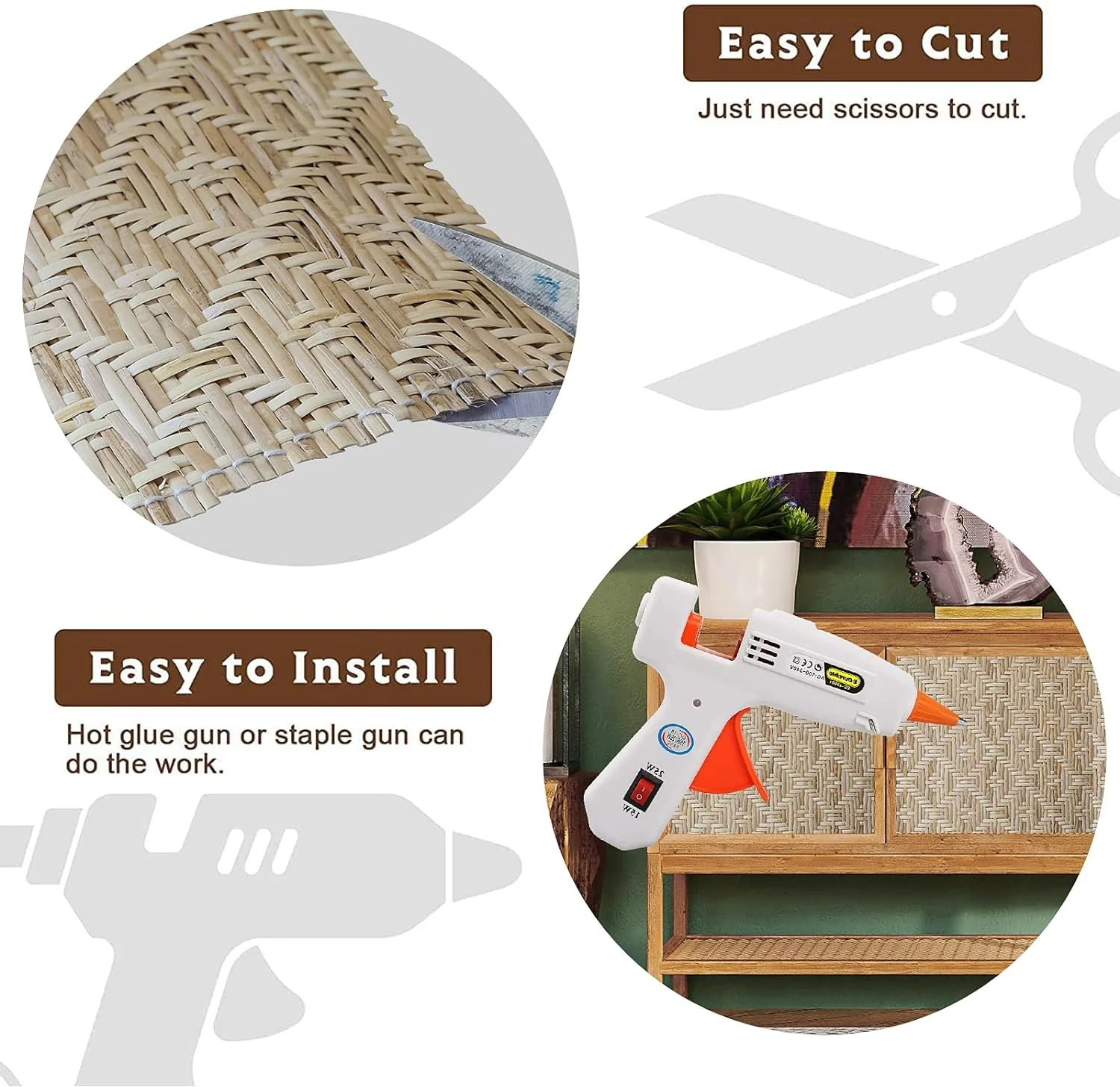 NAMAII 17&a;#226;&a;#128;&a;#157; x3.3FT Natural Rattan Cane Webbing, Woven Mesh Cane Net Roll for DIY Caning Furniture Decor Pr