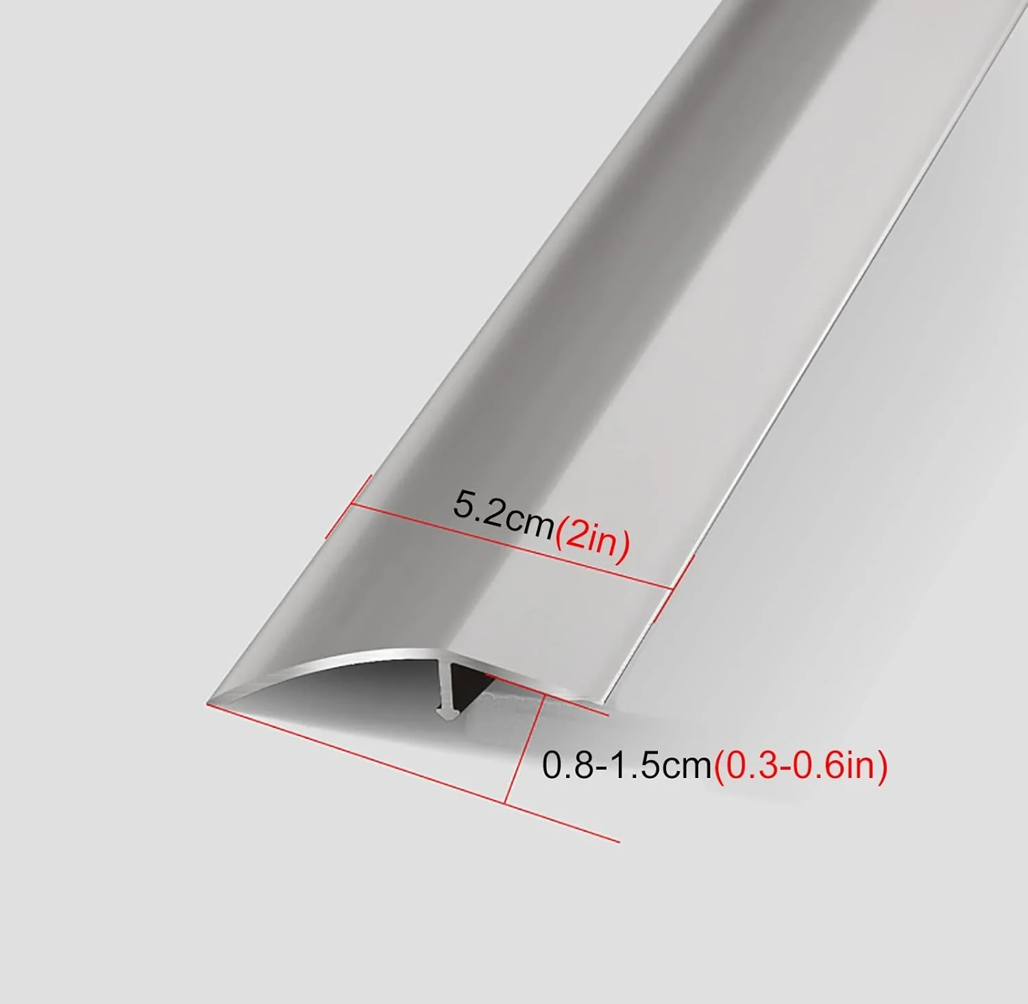 CYNN 2inch Width Heavy Duty Floor Transition Strip/Carpet Edge Strip, Metal Non-Slip Threshold Ramp for Sweeping Robot/Uneven Floori