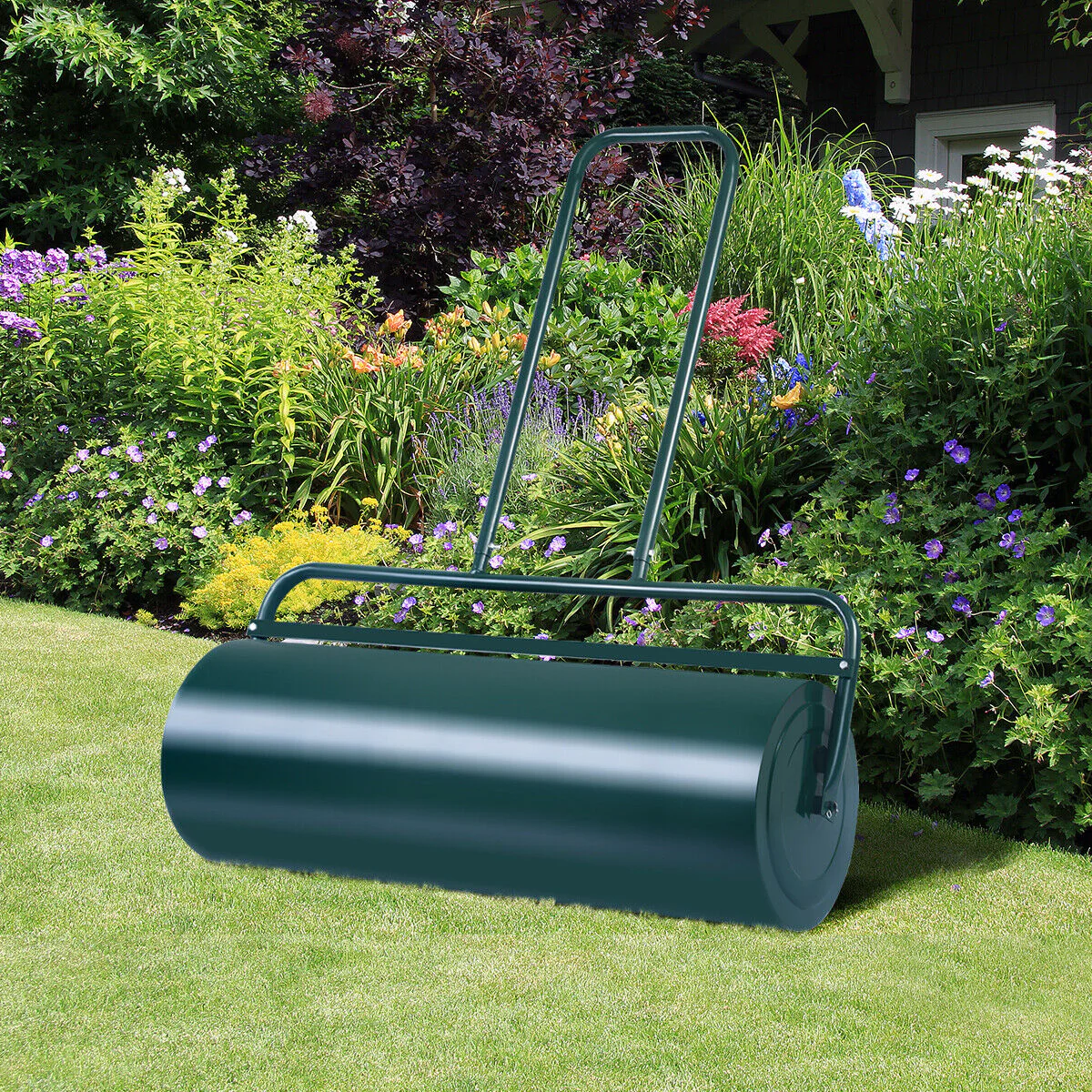 Costway 13 Gallon Lawn Roller Heavy-Duty Steel Push/Pull Sod Roller 24