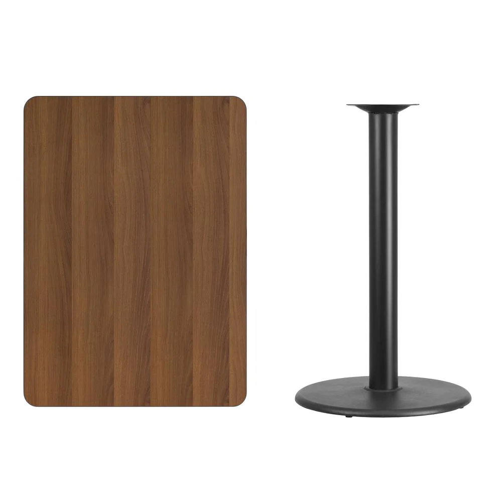 Flash Furniture 30&s;&s; x 42&s;&s; Rectangular Walnut Table Top with 24&s;&s; Round Bar Height Table Base