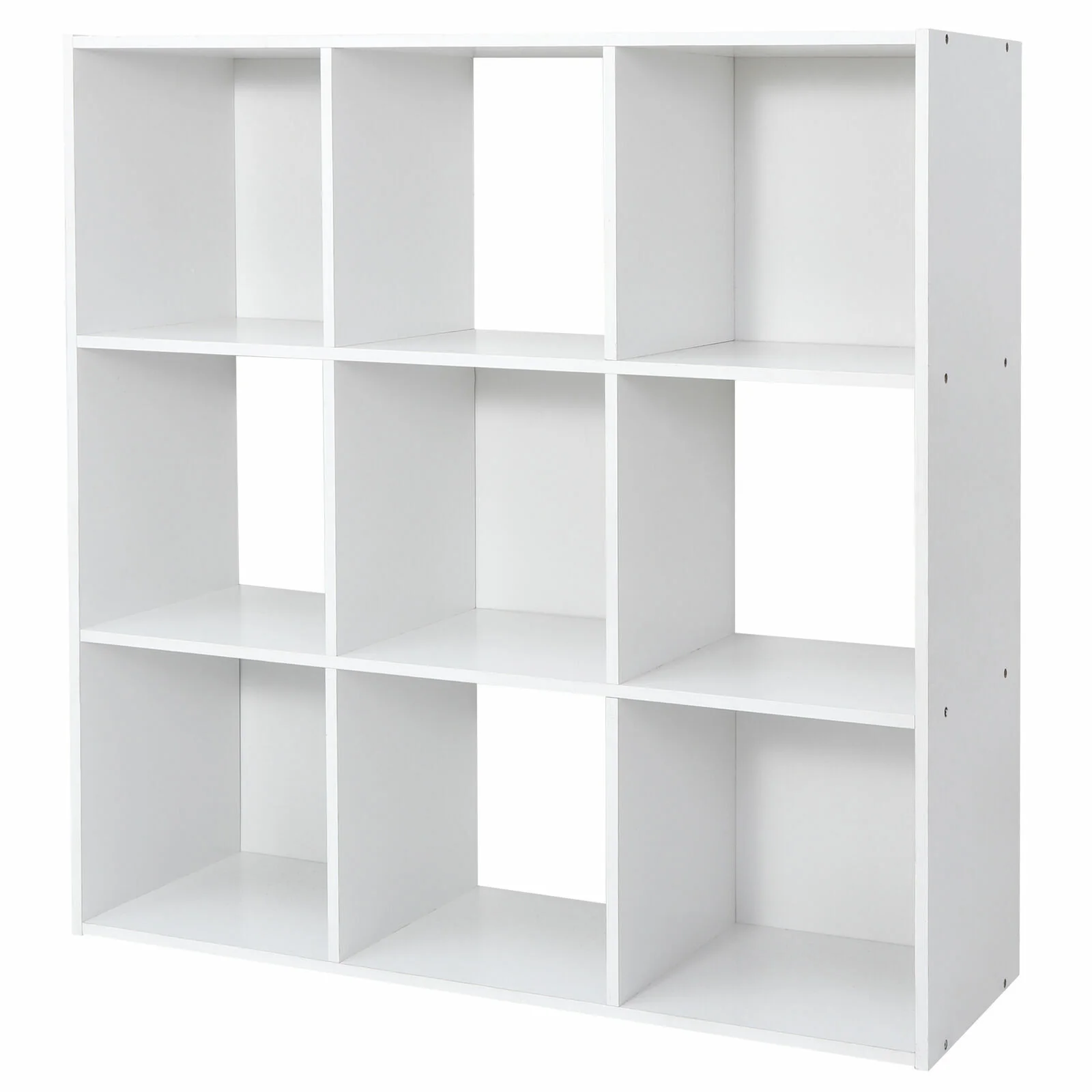 GCP Products 3 Tier 9 Cube Storage Bookcase Closet Organizer Wooden Cabinet Living Room White
