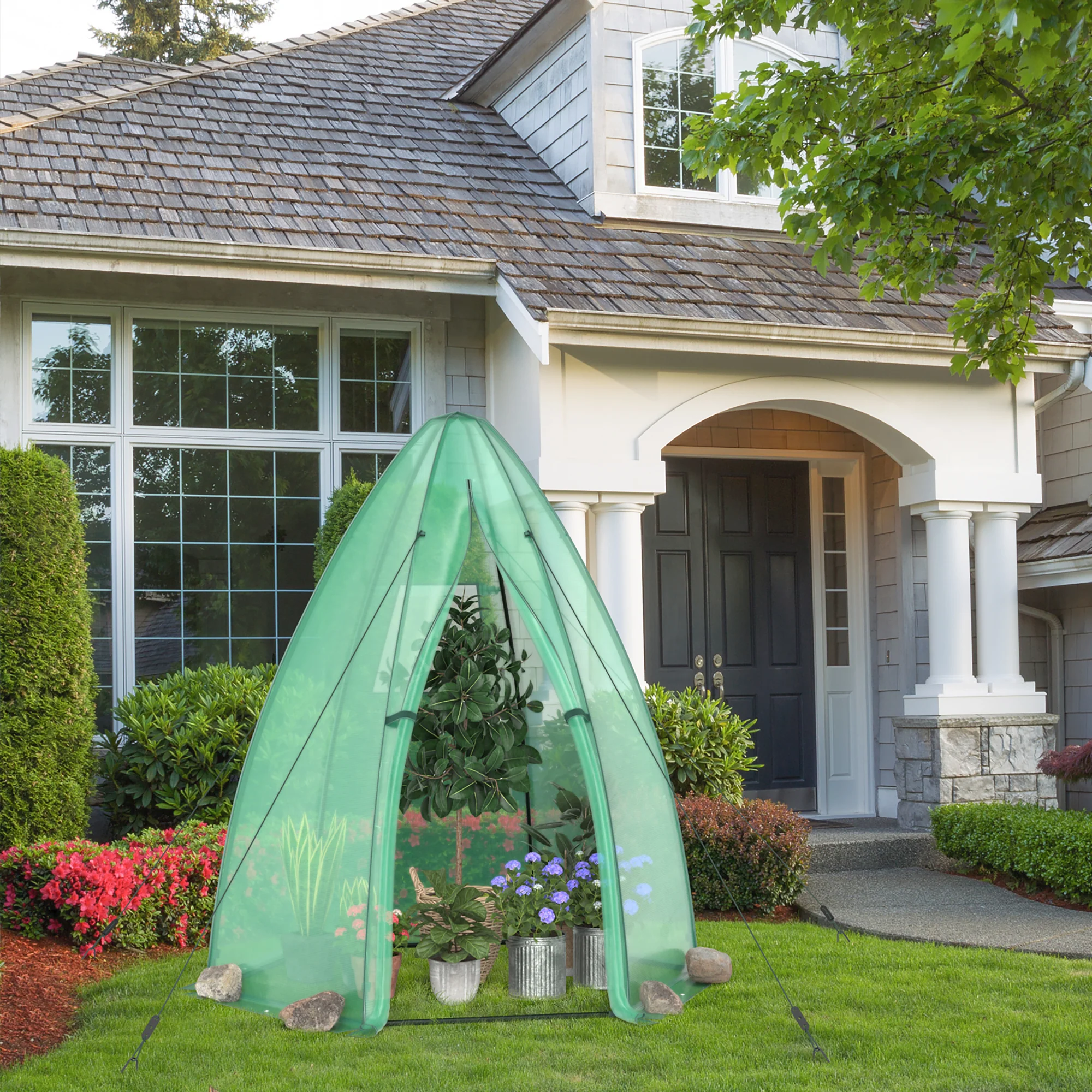 Costway 5.5&s;x 5.5&s;x 6&s; Portable Mini Garden Greenhouse with Window &a; Roll-up Zippered Door