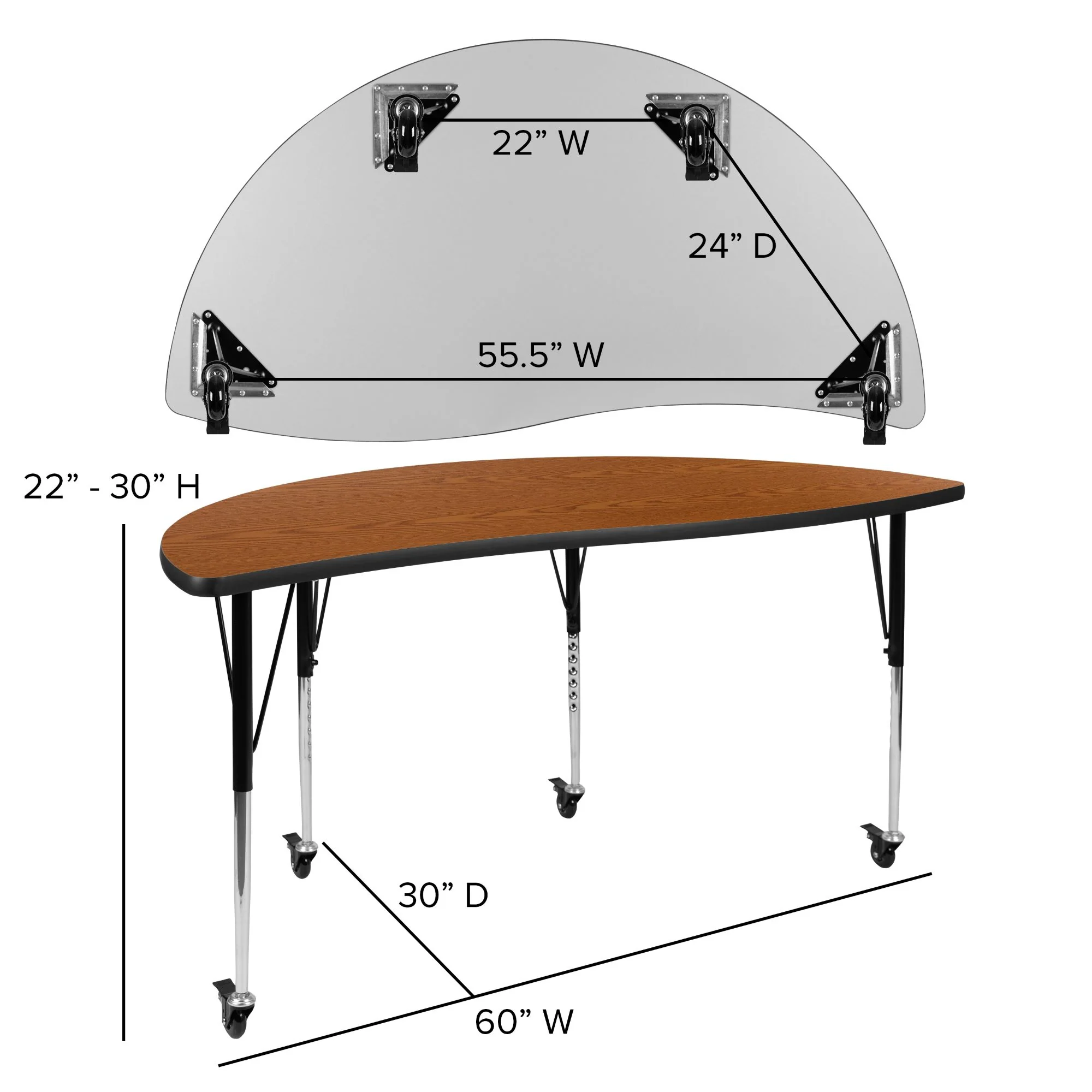 Flash Furniture 9-Piece Black and Brown Oval Collaborative Activity Table Set 86