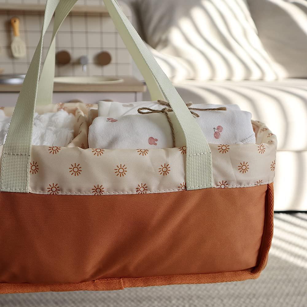 MOMIGO baby diaper caddy organizer - portable nursery storage basket for diapers and baby wipes, diaper stacker car organizer, newbo
