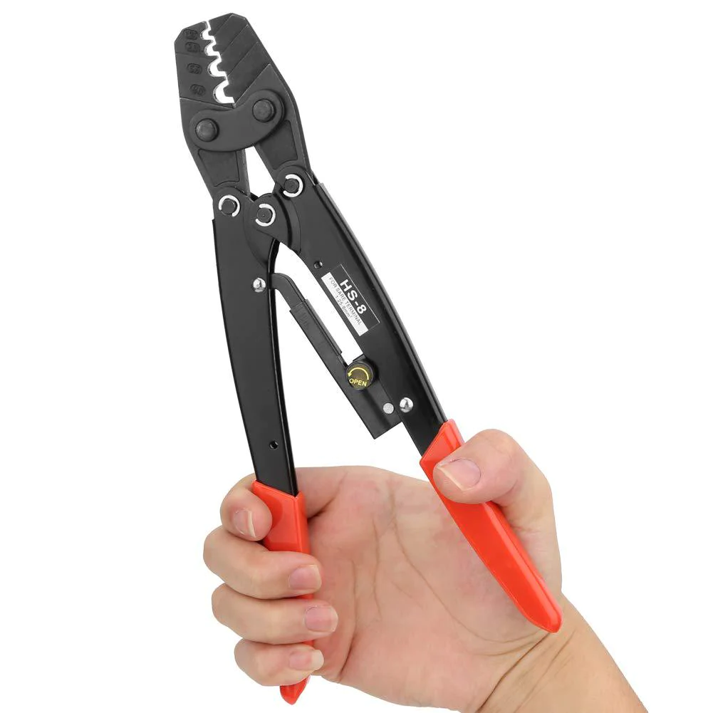 01 02 015 crimping tool, 1.25 to 8mm 17-8awg protable heavy duty steel terminal crimper wire crimp tool for bare terminal for insulated
