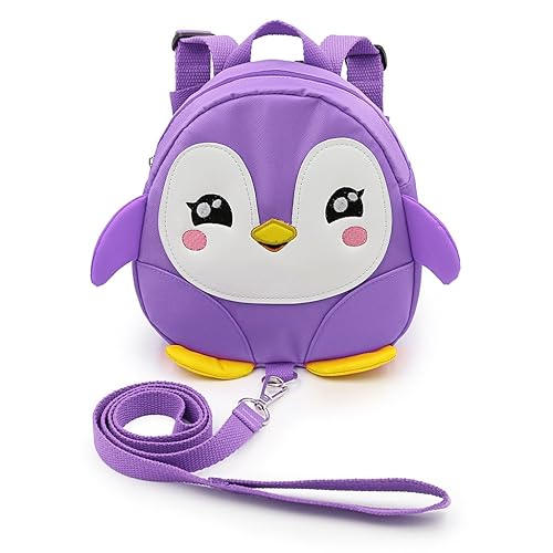 Hipiwe Baby Toddler Walking Safety Backpack Little Kid Boys Girls Anti-lost Travel Bag Harness Reins Cute Cartoon Penguin Mini B