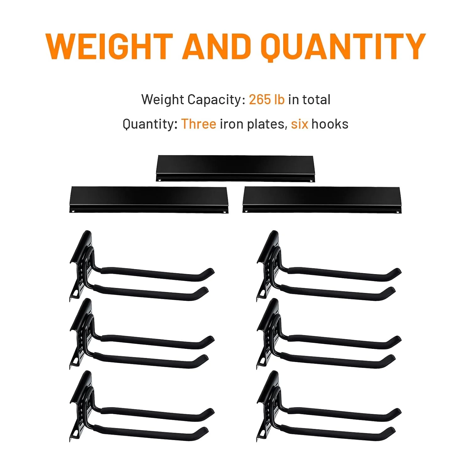 GCP Products Garage Storage Tool Organizer Rack Heavy Duty Tools Garage Organization Wall Mount Rack Hanger With 6 Hooks 48Inch Tracks Max…