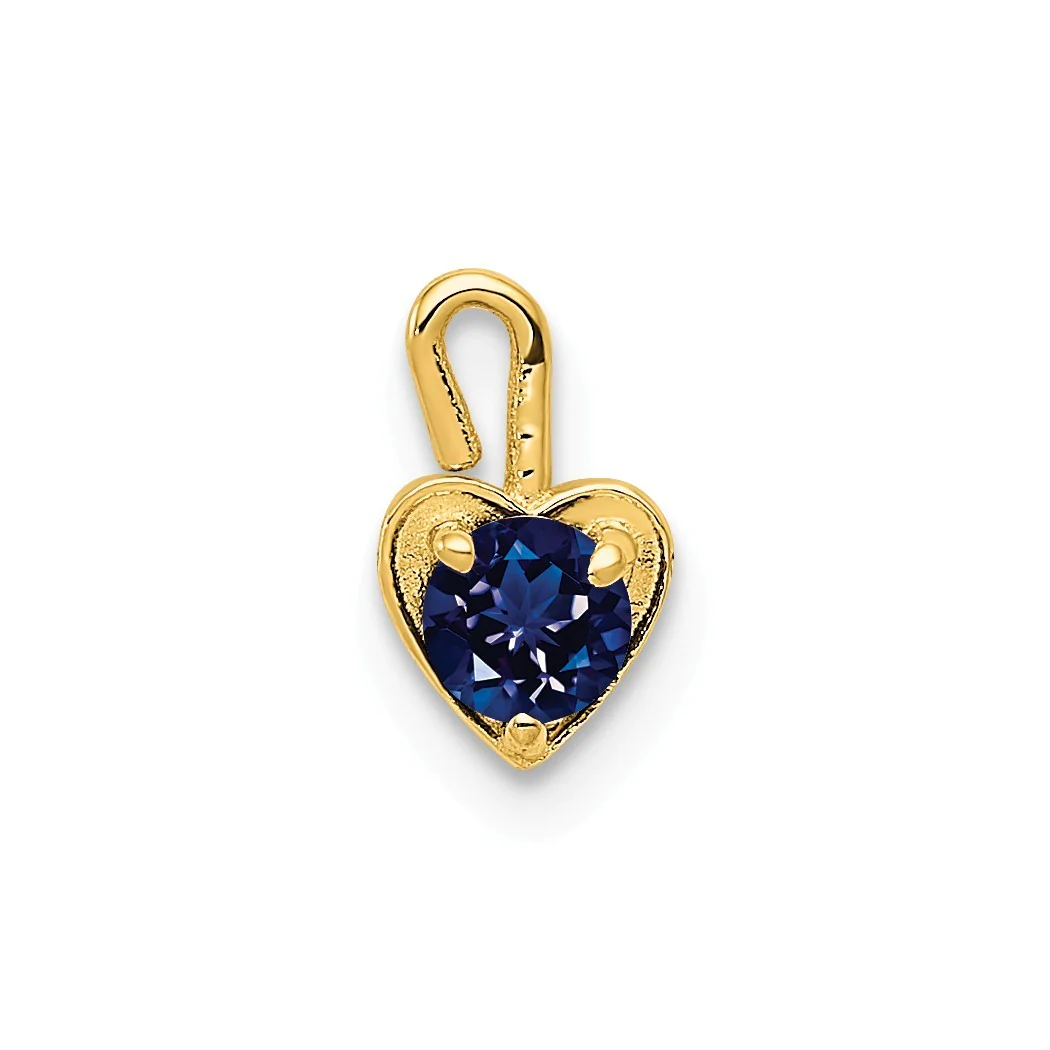 Jewelryweb 14k Yellow Gold September Birthstone Heart Charm - Measures 6x5mm