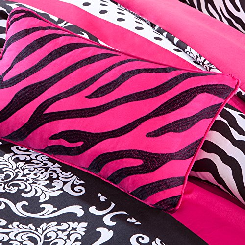 Mi Zone Reagan Comforter Set King/Cal King Size - Pink , Zebra Polka Dot – 4 Piece Bed Sets – Ultra Soft Microfiber Teen Bedding