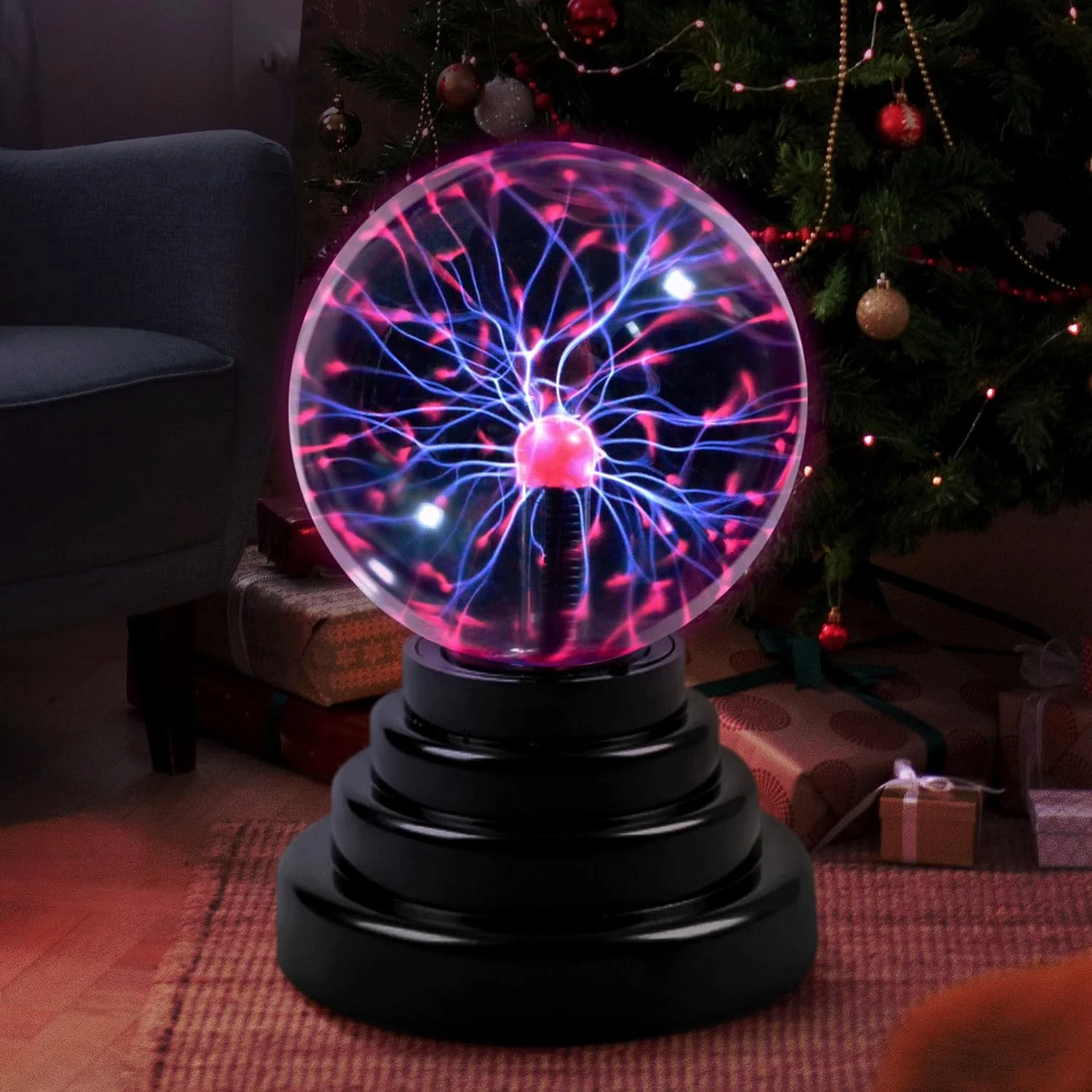 Flashmen Plasma Ball Science Toy for Kids Touch Sensitive Plasma Globe Decorative Lamp Novelty Toy Halloween Christmas Gift 3 inch